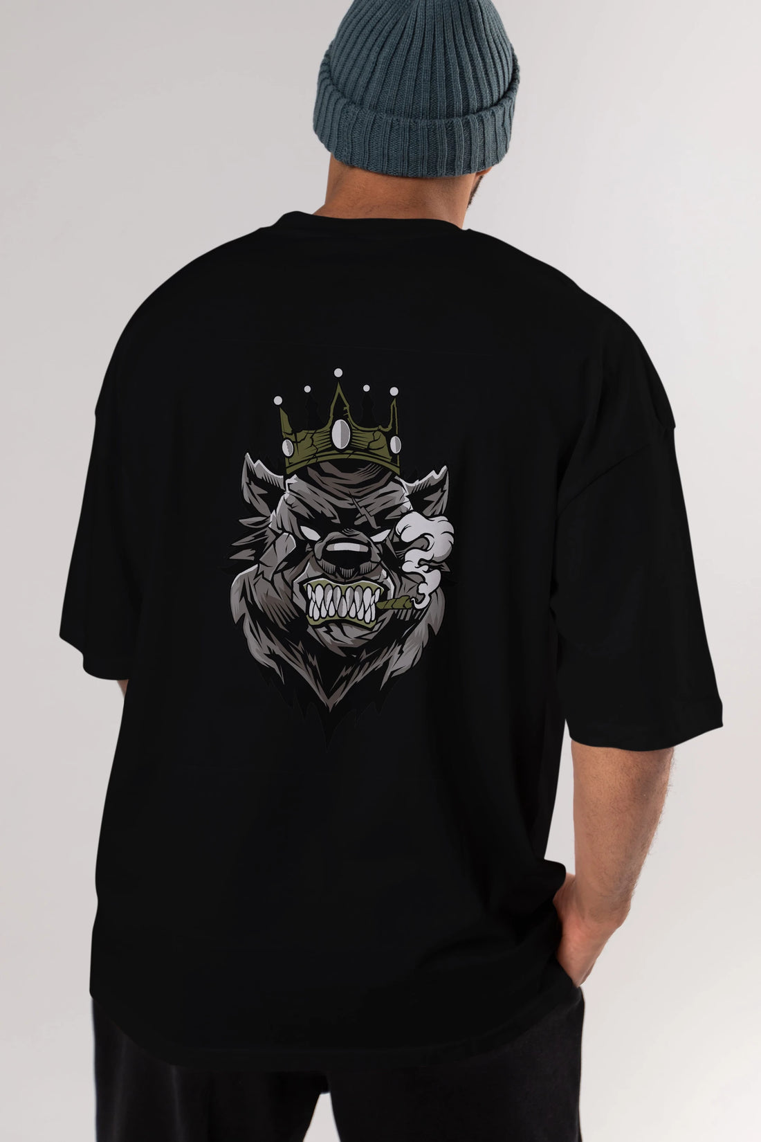 Bear King Arka Baskılı Oversize t-shirt Erkek Kadın Unisex %100 Pamuk tişort