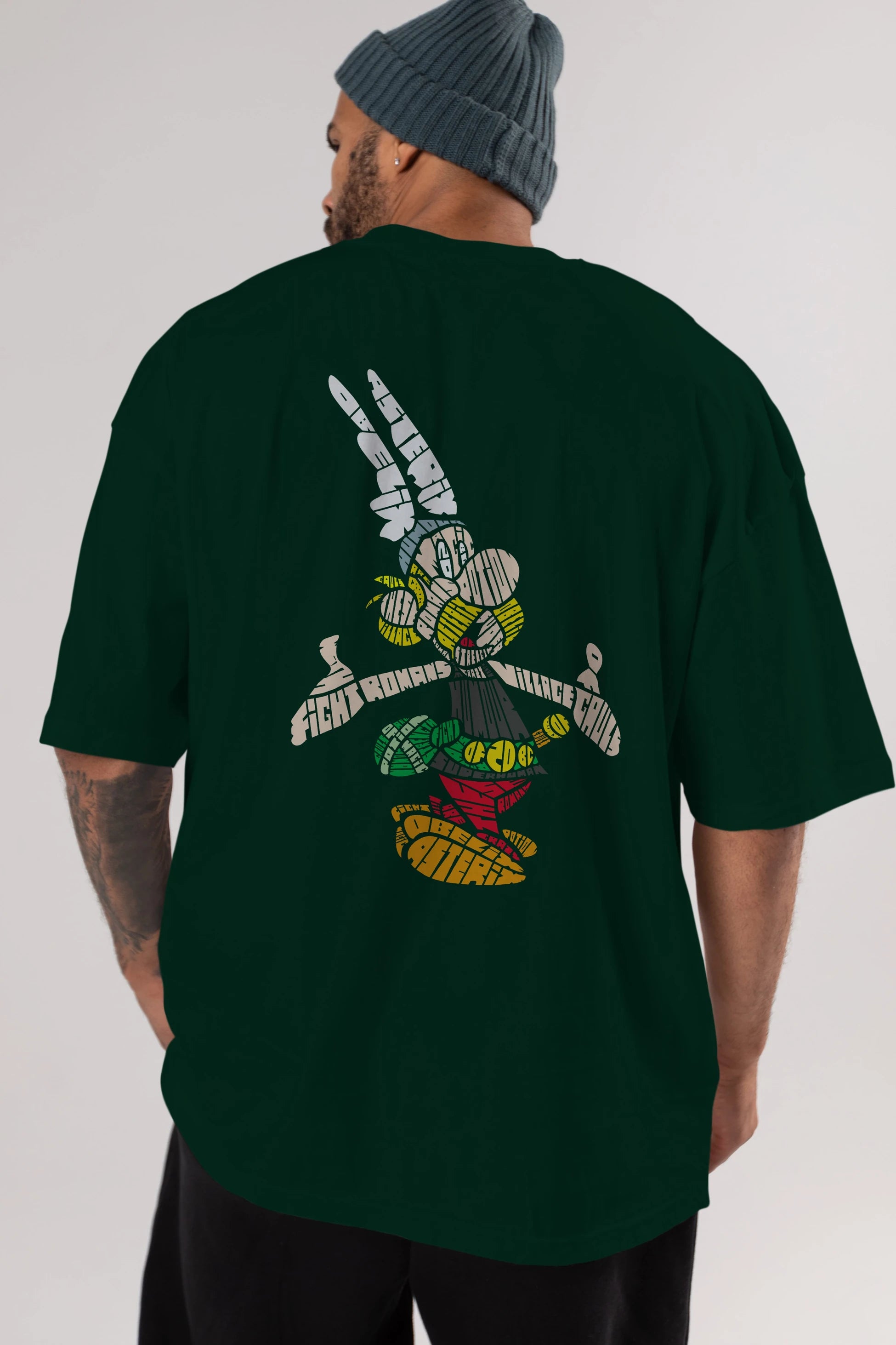 Asterix Arka Baskılı Oversize t-shirt %100 pamuk Erkek Kadın Unisex