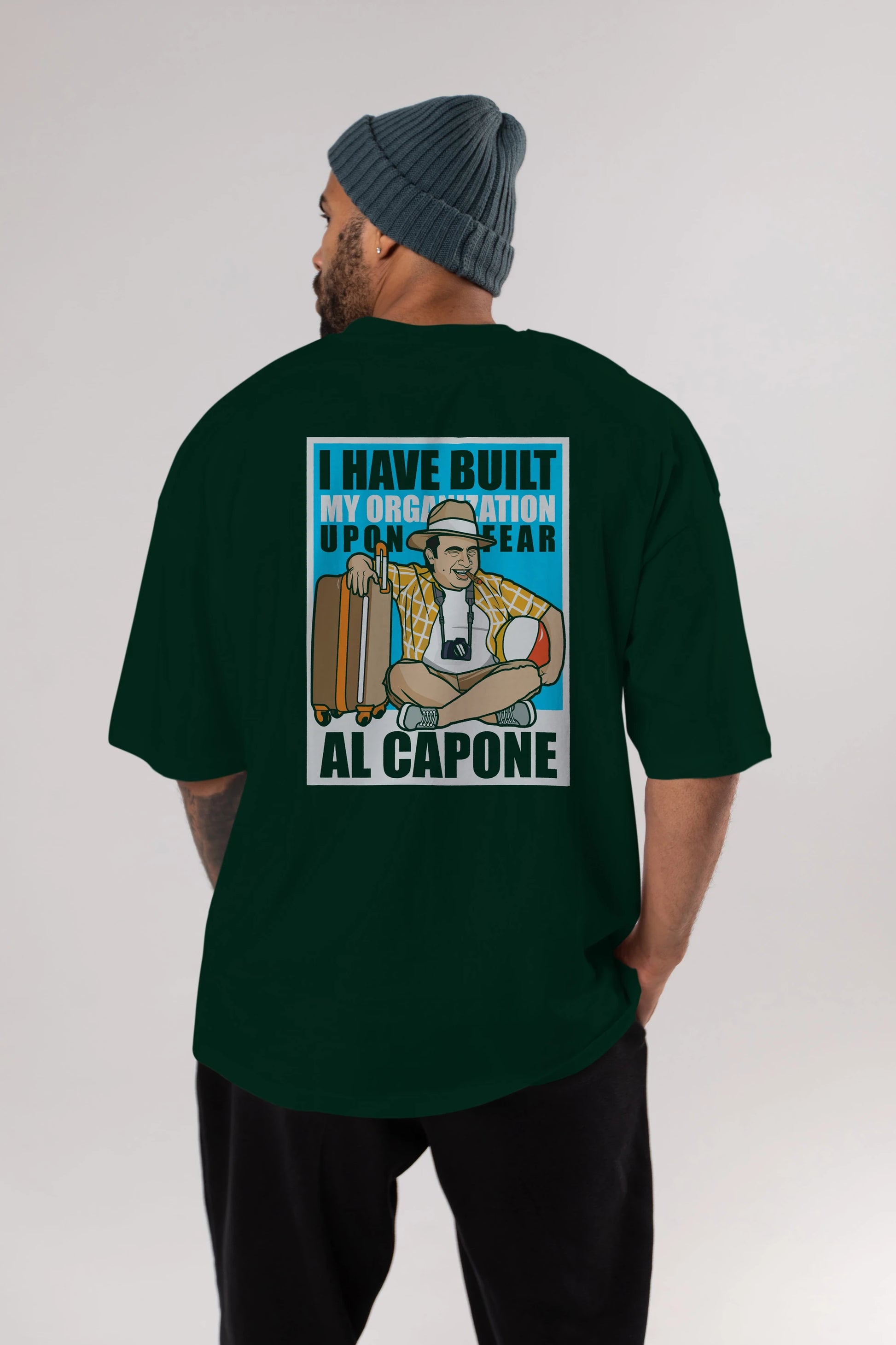 Al Capone Holiday Arka Baskılı Oversize t-shirt Erkek Kadın Unisex %100 Pamuk tişort