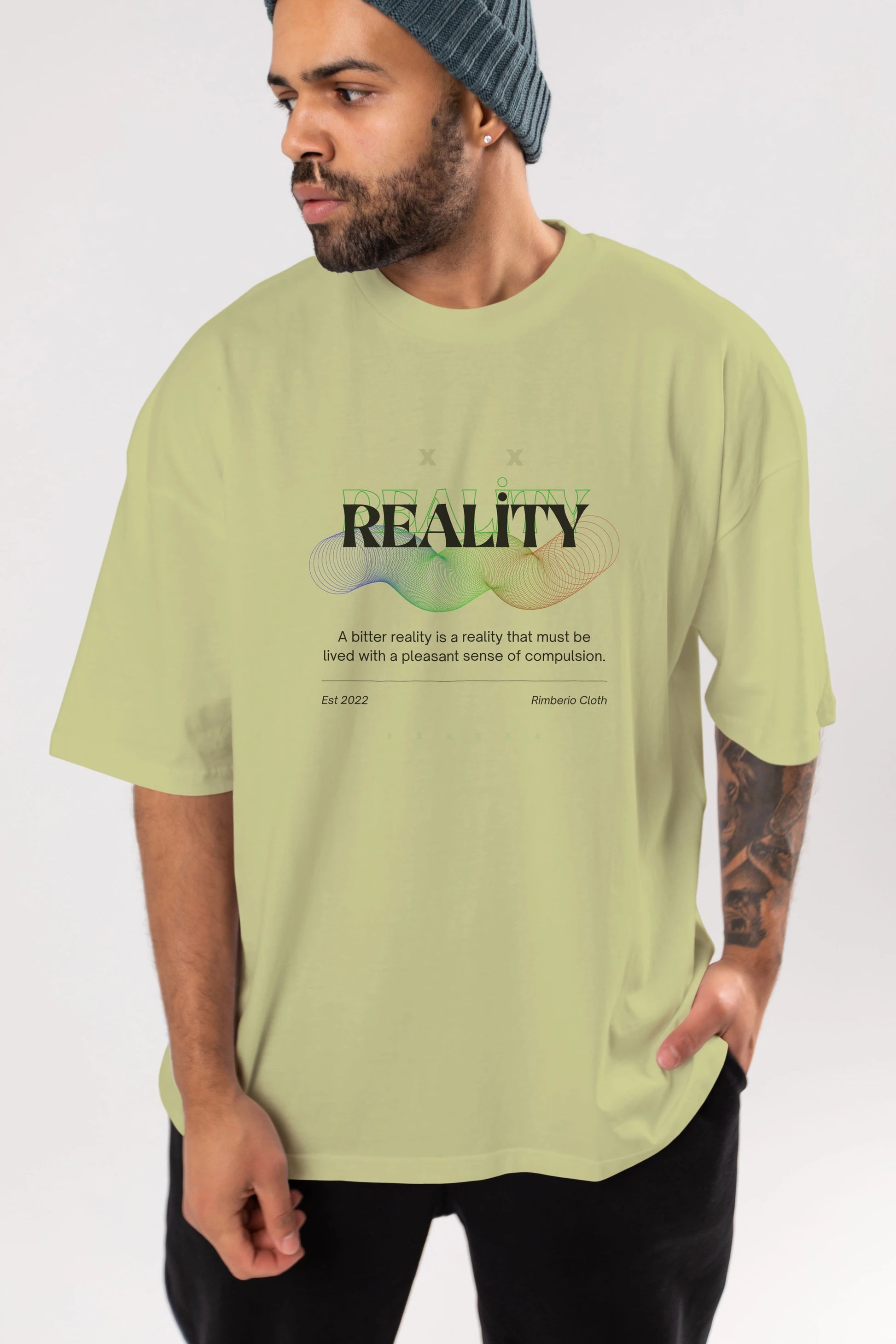 Reality 2 Ön Baskılı Oversize t-shirt Erkek Kadın Unisex