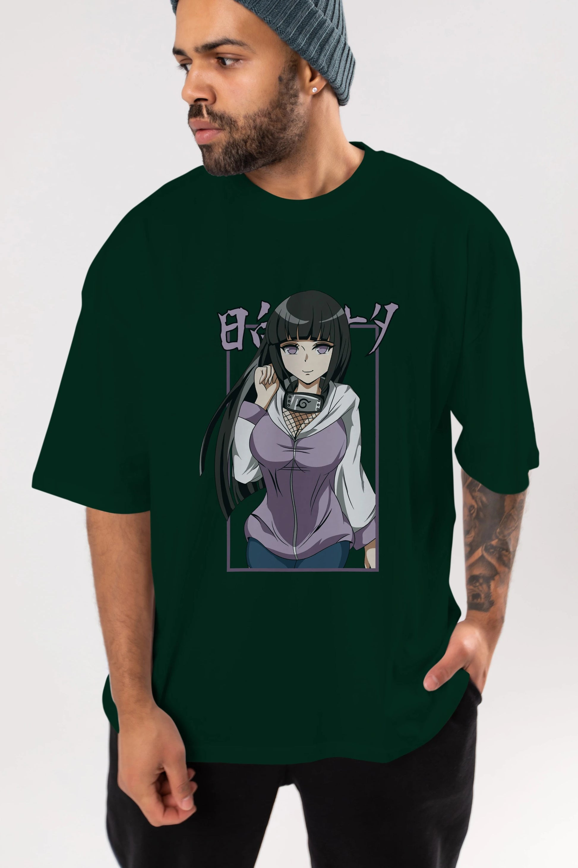 Hinata NARUTO Anime Ön Baskılı Oversize t-shirt %100 pamuk Erkek Kadın Unisex
