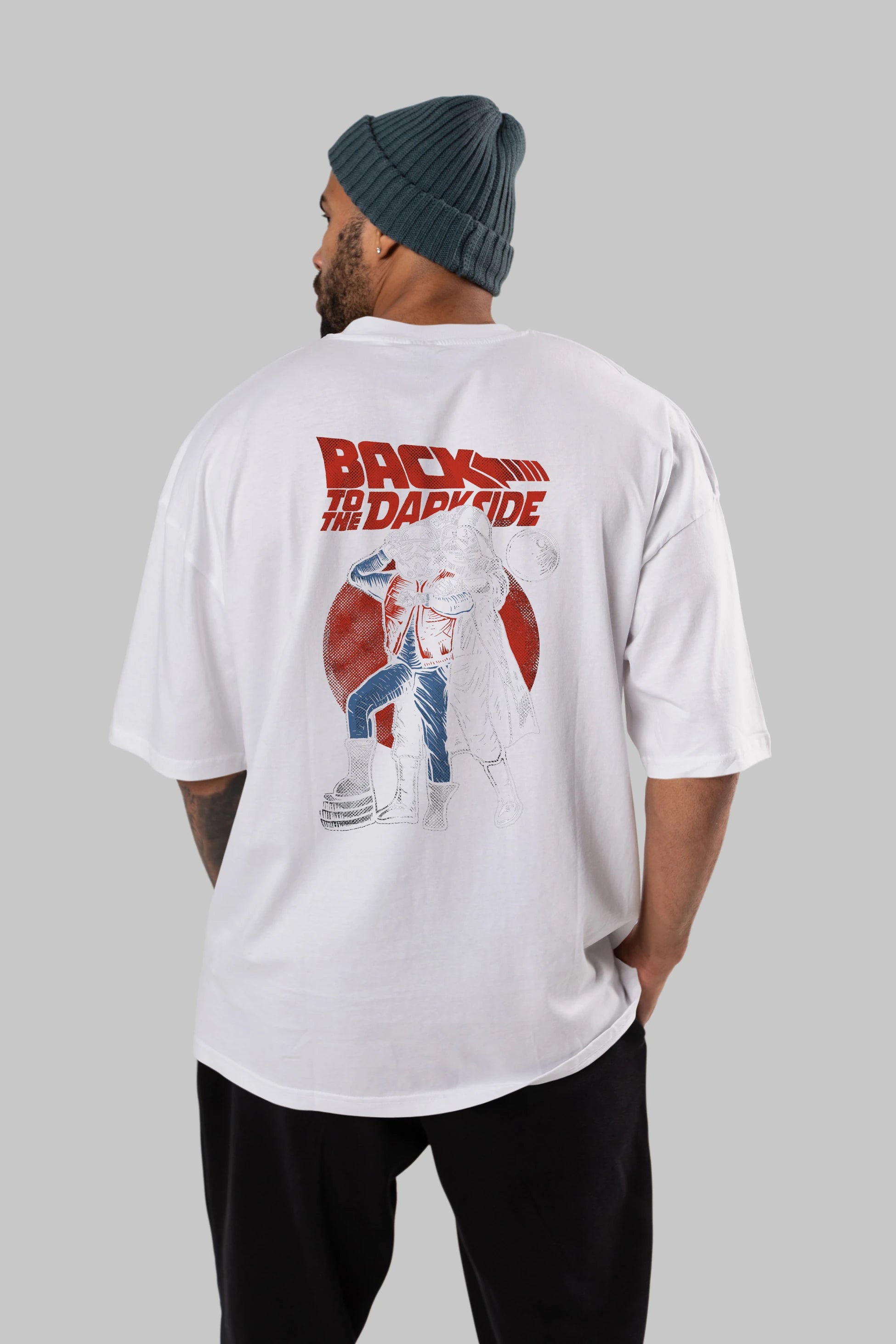 Back To The Darkside Arka Baskılı Oversize t-shirt Erkek Kadın Unisex %100 Pamuk