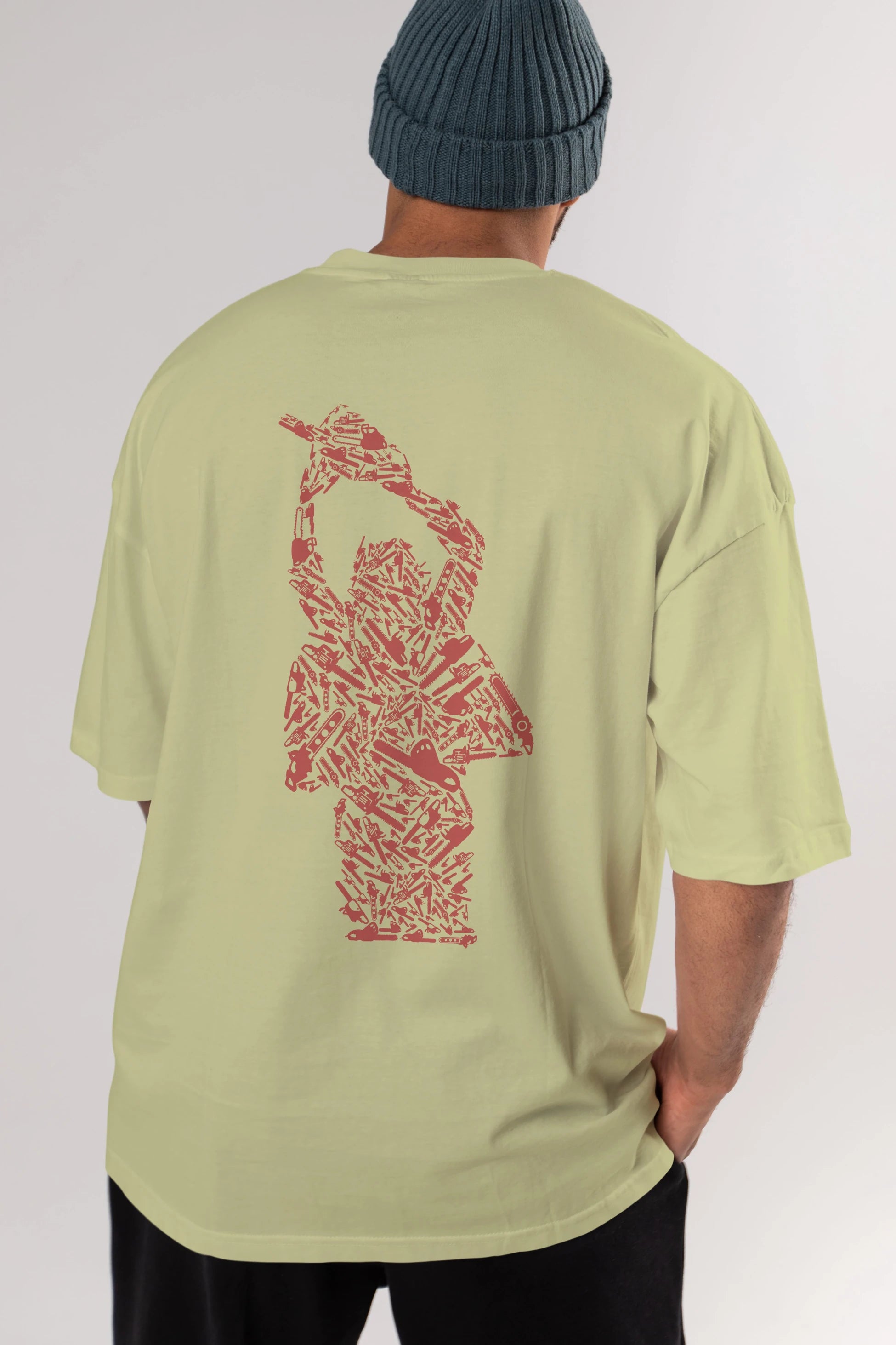 Chainsaw Arka Baskılı Oversize t-shirt %100 pamuk Erkek Kadın Unisex