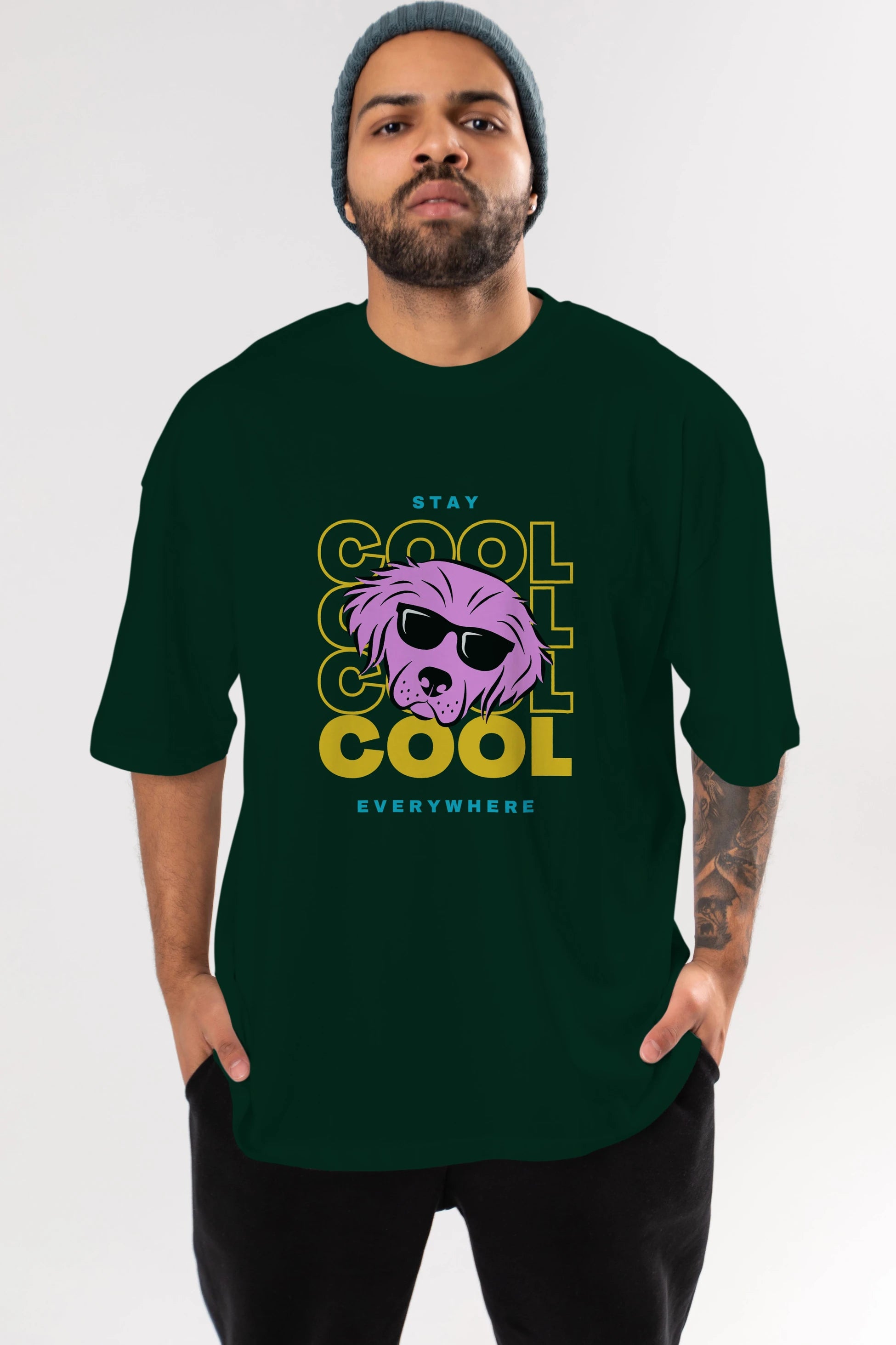 Cool Dog 2 Ön Baskılı Oversize t-shirt Erkek Kadın Unisex