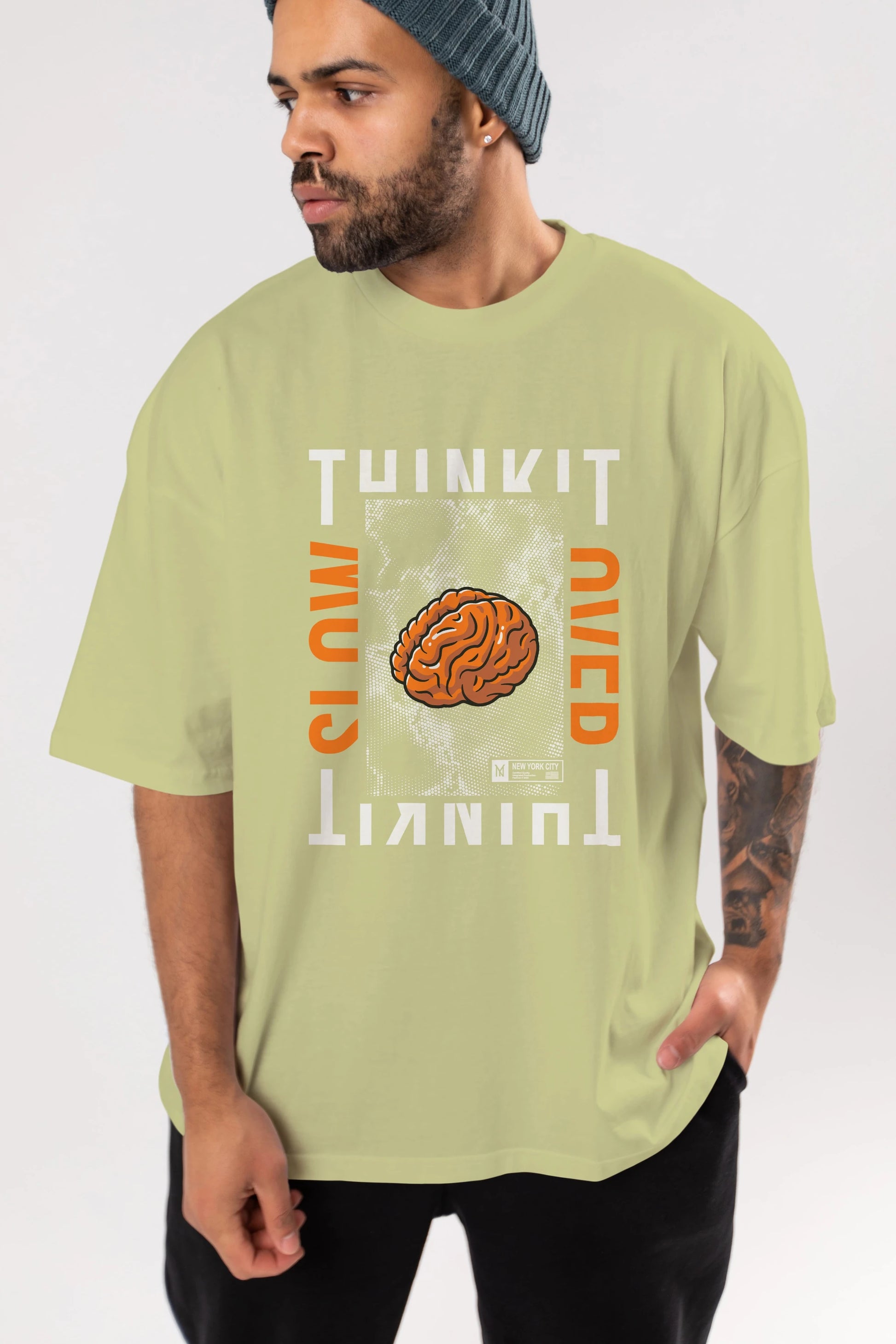 Think it Ön Baskılı Oversize t-shirt Erkek Kadın Unisex