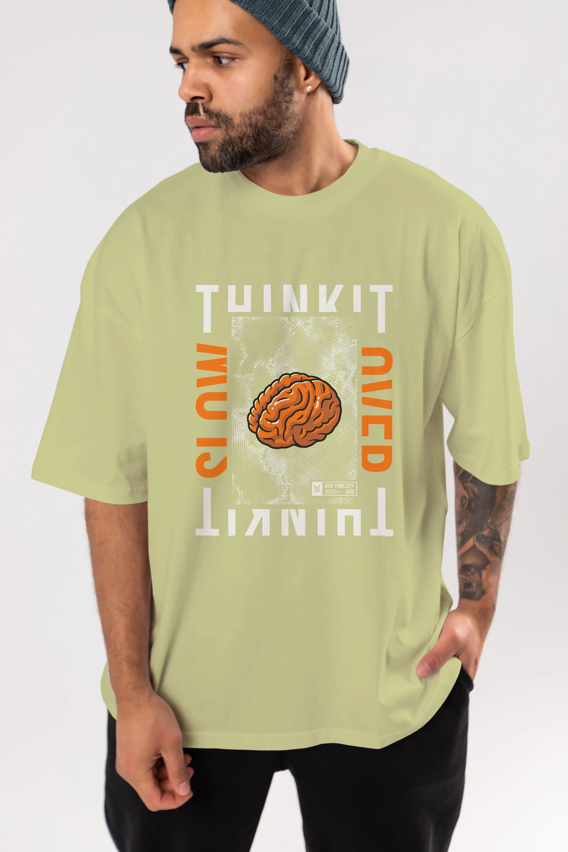 Think it Ön Baskılı Oversize t-shirt Erkek Kadın Unisex