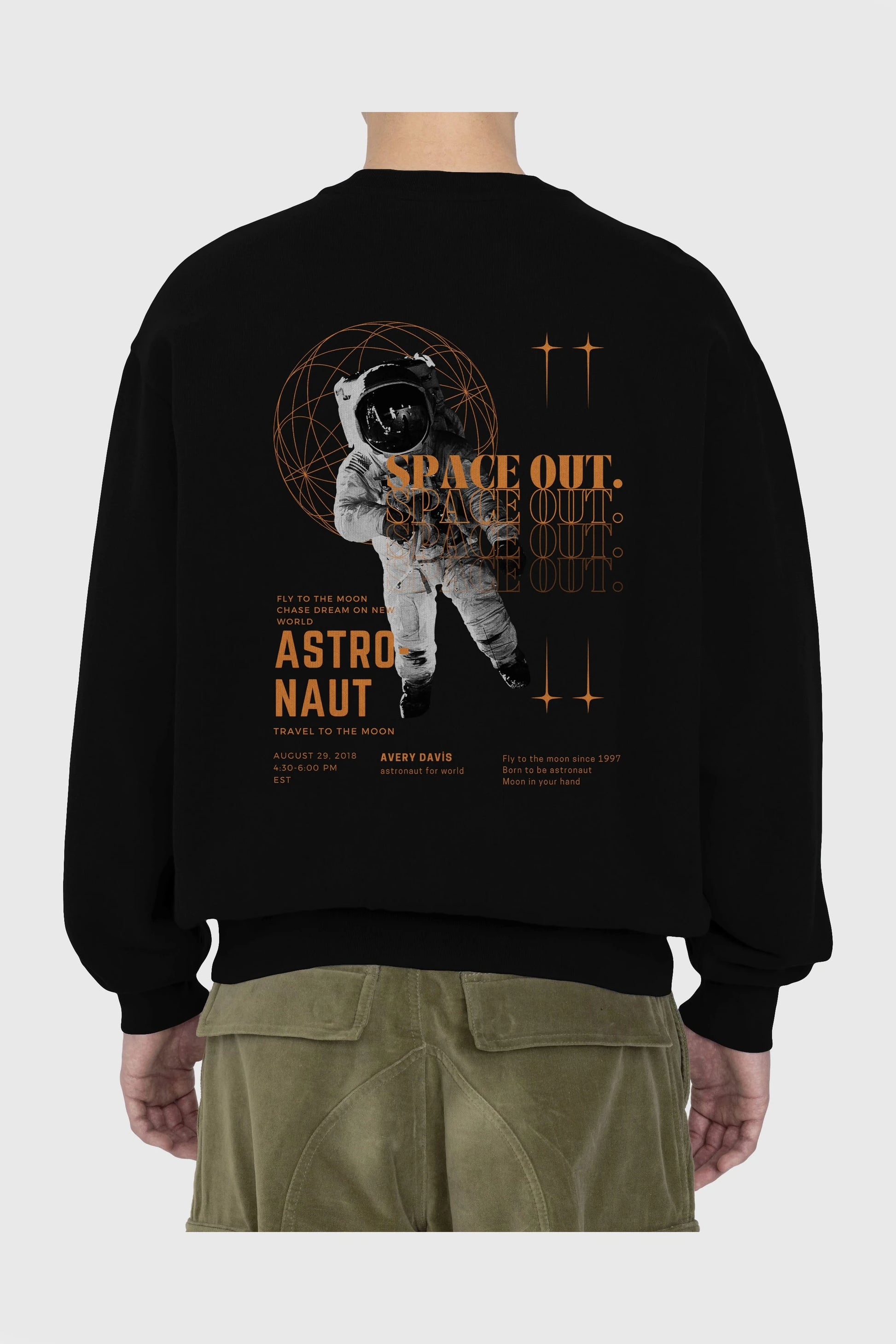 Astronaut Space Out Yazılı Arka Baskılı Oversize Sweatshirt Erkek Kadın Unisex
