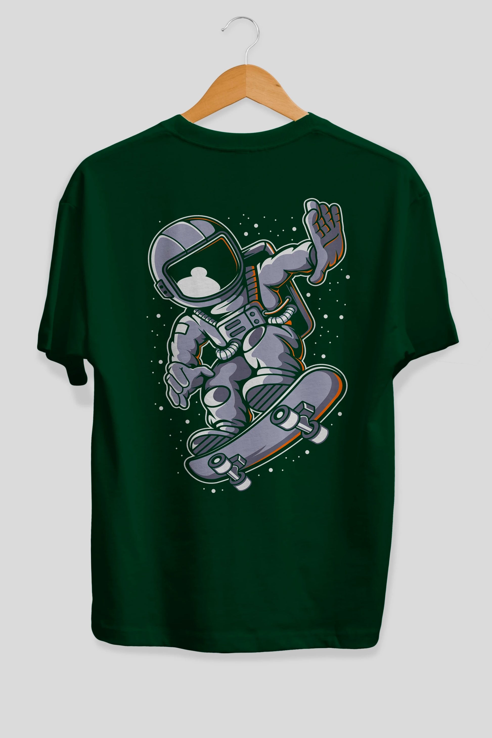 Astronaut Skateboard Arka Baskılı Oversize t-shirt Erkek Kadın Unisex