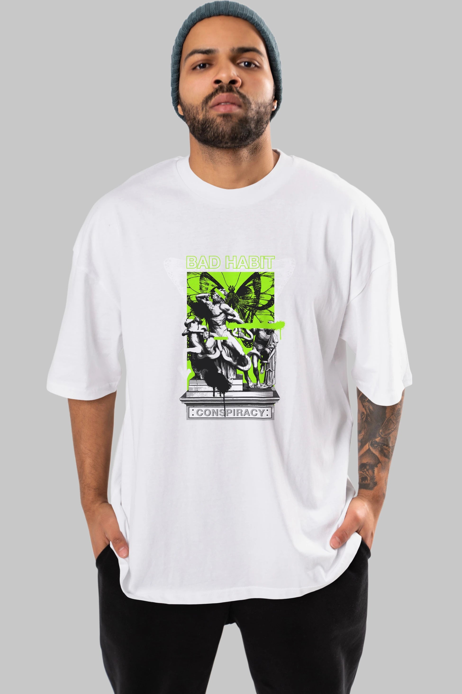 Bad Habit Ön Baskılı Oversize t-shirt Erkek Kadın Unisex