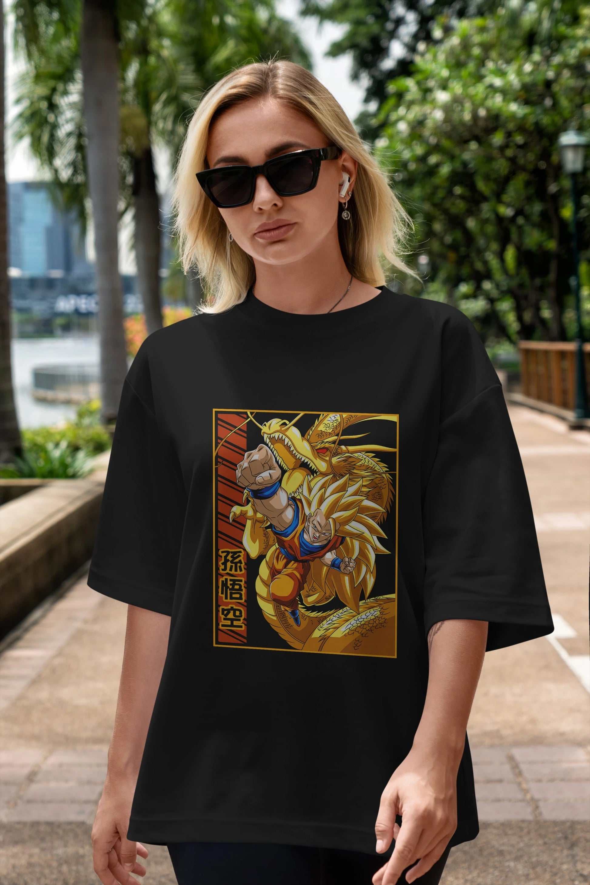 DragonBall Goku Anime Ön Baskılı Oversize t-shirt %100 pamuk Erkek Kadın Unisex