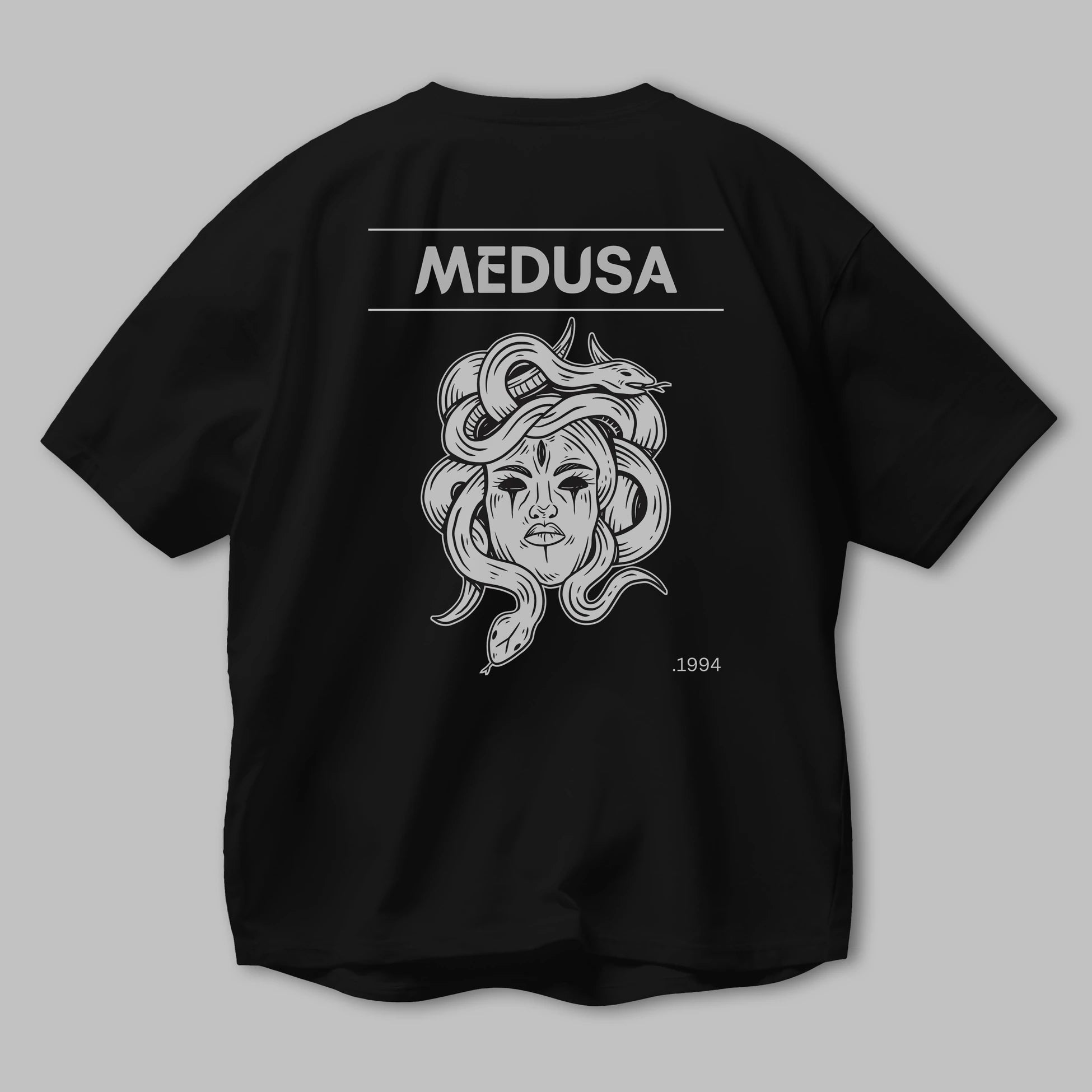 Medusa Arka Baskılı Oversize t-shirt Erkek Kadın Unisex