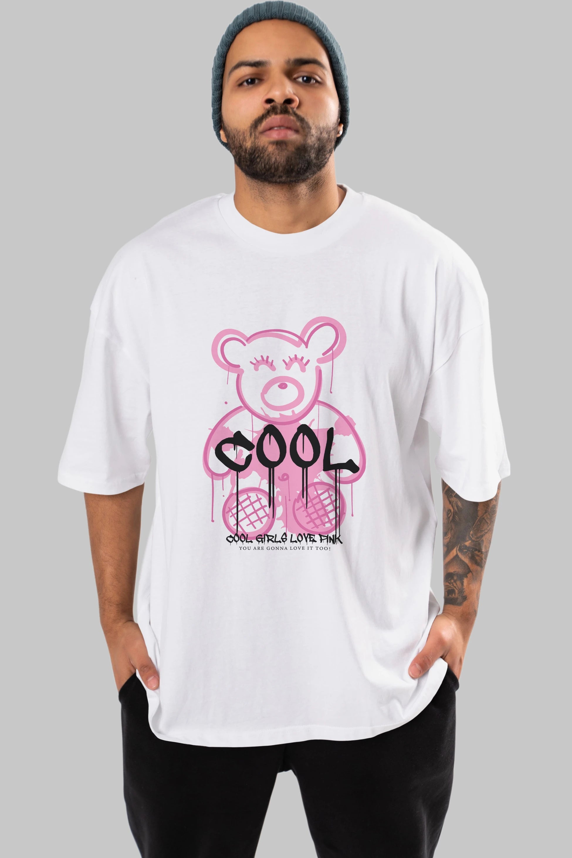 Cool Bear Ön Baskılı Oversize t-shirt Erkek Kadın Unisex