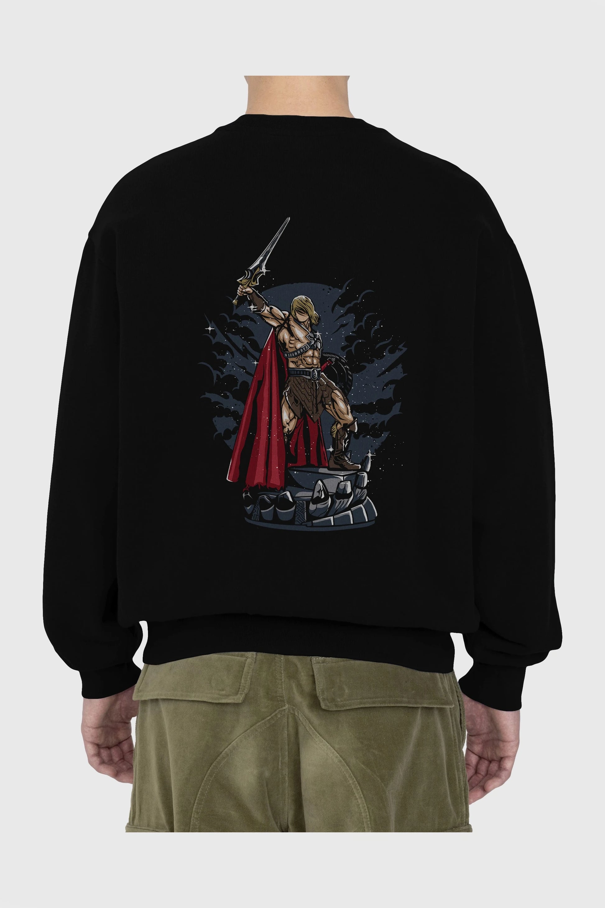Warrior Arka Baskılı Oversize Sweatshirt Erkek Kadın Unisex