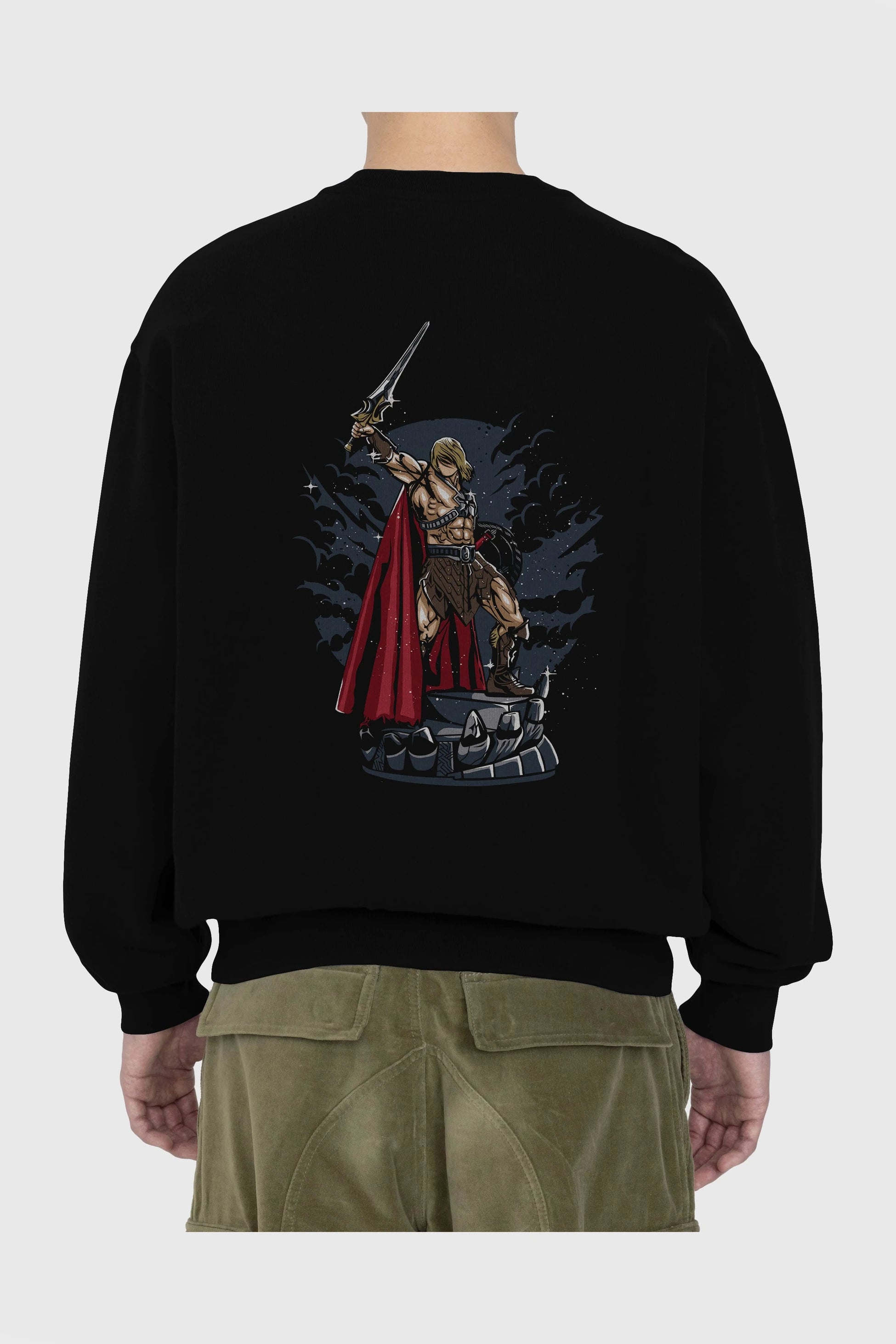 Warrior Arka Baskılı Oversize Sweatshirt Erkek Kadın Unisex