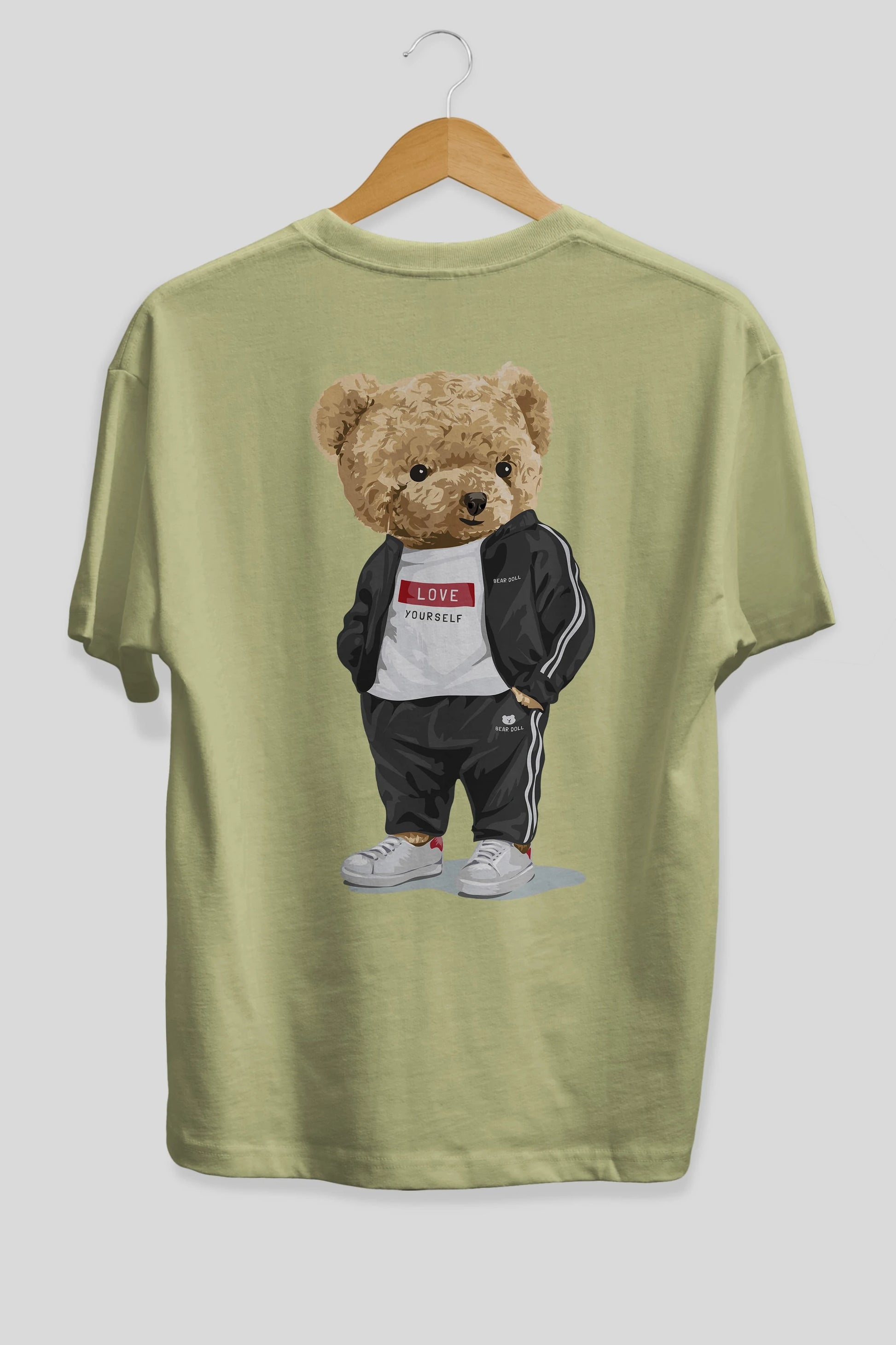 Teddy Bear Love Yourself Arka Baskılı Oversize t-shirt Erkek Kadın Unisex %100 Pamuk