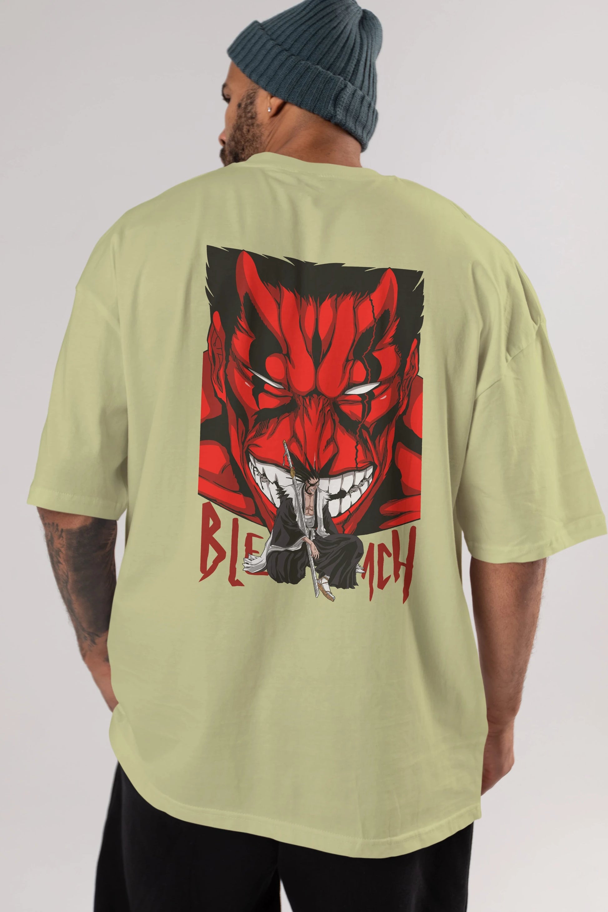 KENPACHI ZARAKI BLEACH Anime Arka Baskılı Oversize t-shirt Erkek Kadın Unisex
