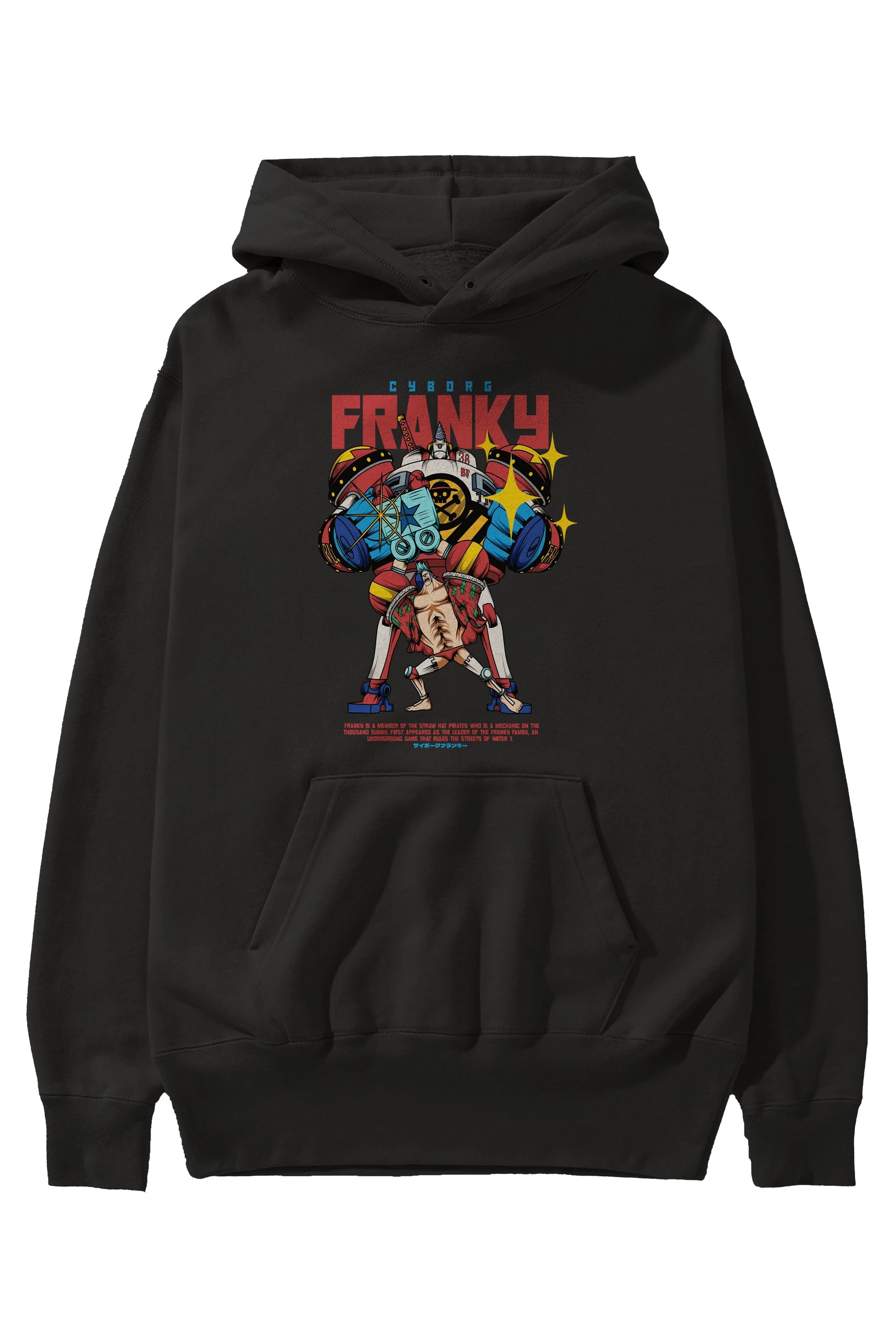 Cyborg Franky Anime Ön Baskılı Hoodie Oversize Kapüşonlu Sweatshirt Erkek Kadın Unisex