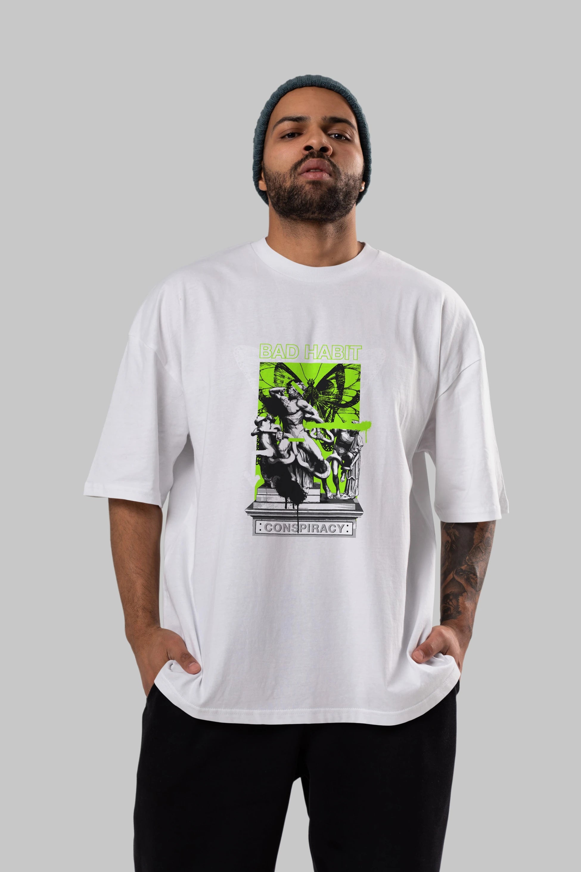 Bad Habit Ön Baskılı Oversize t-shirt Erkek Kadın Unisex