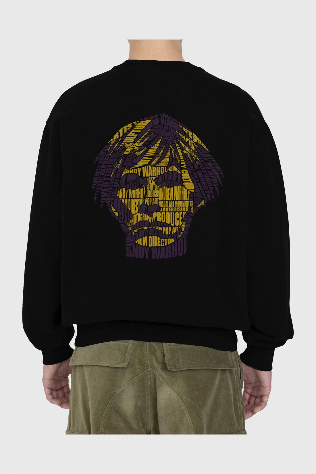 Andy Warhol Calligram Arka Baskılı Oversize Sweatshirt Erkek Kadın Unisex