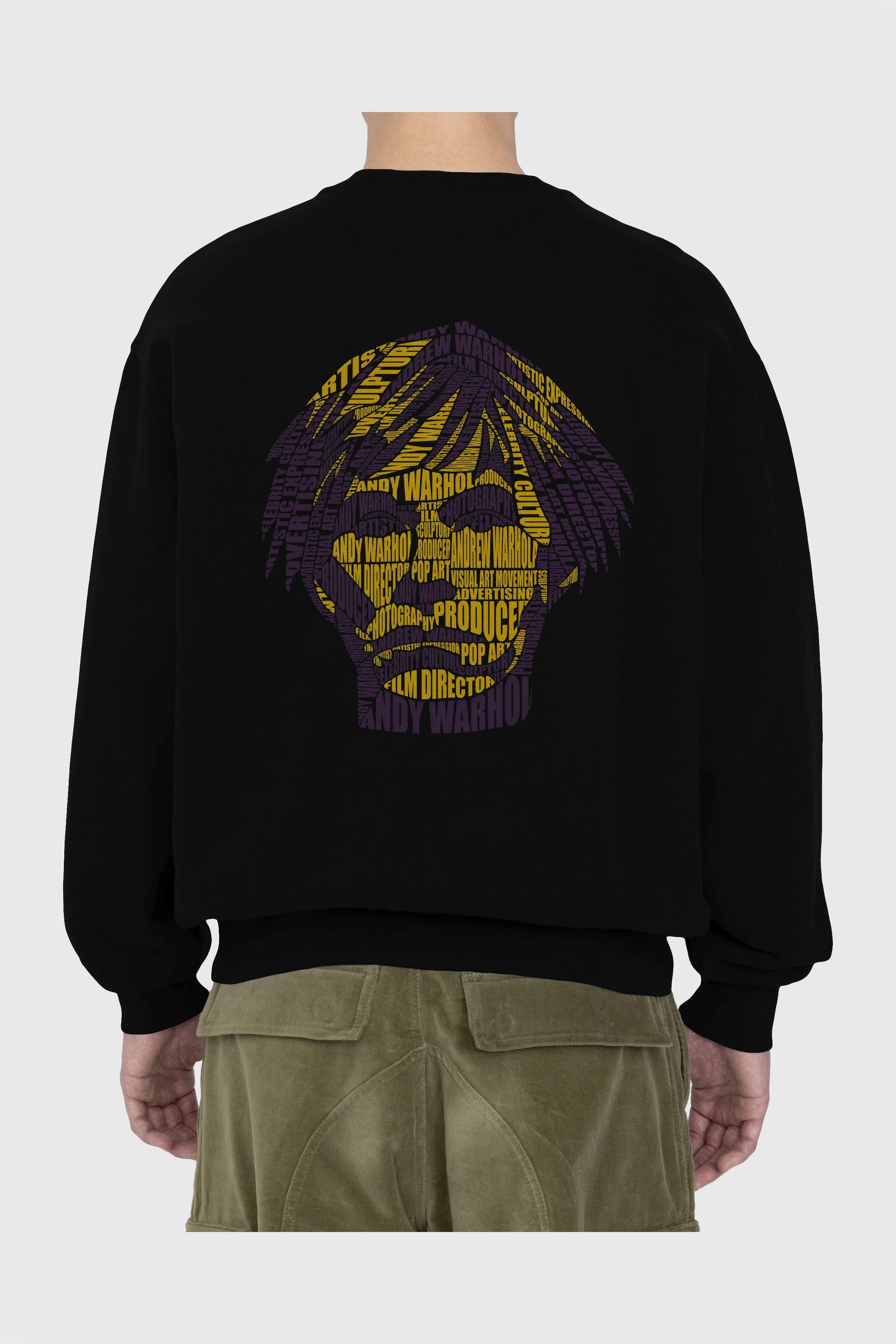 Andy Warhol Calligram Arka Baskılı Oversize Sweatshirt Erkek Kadın Unisex