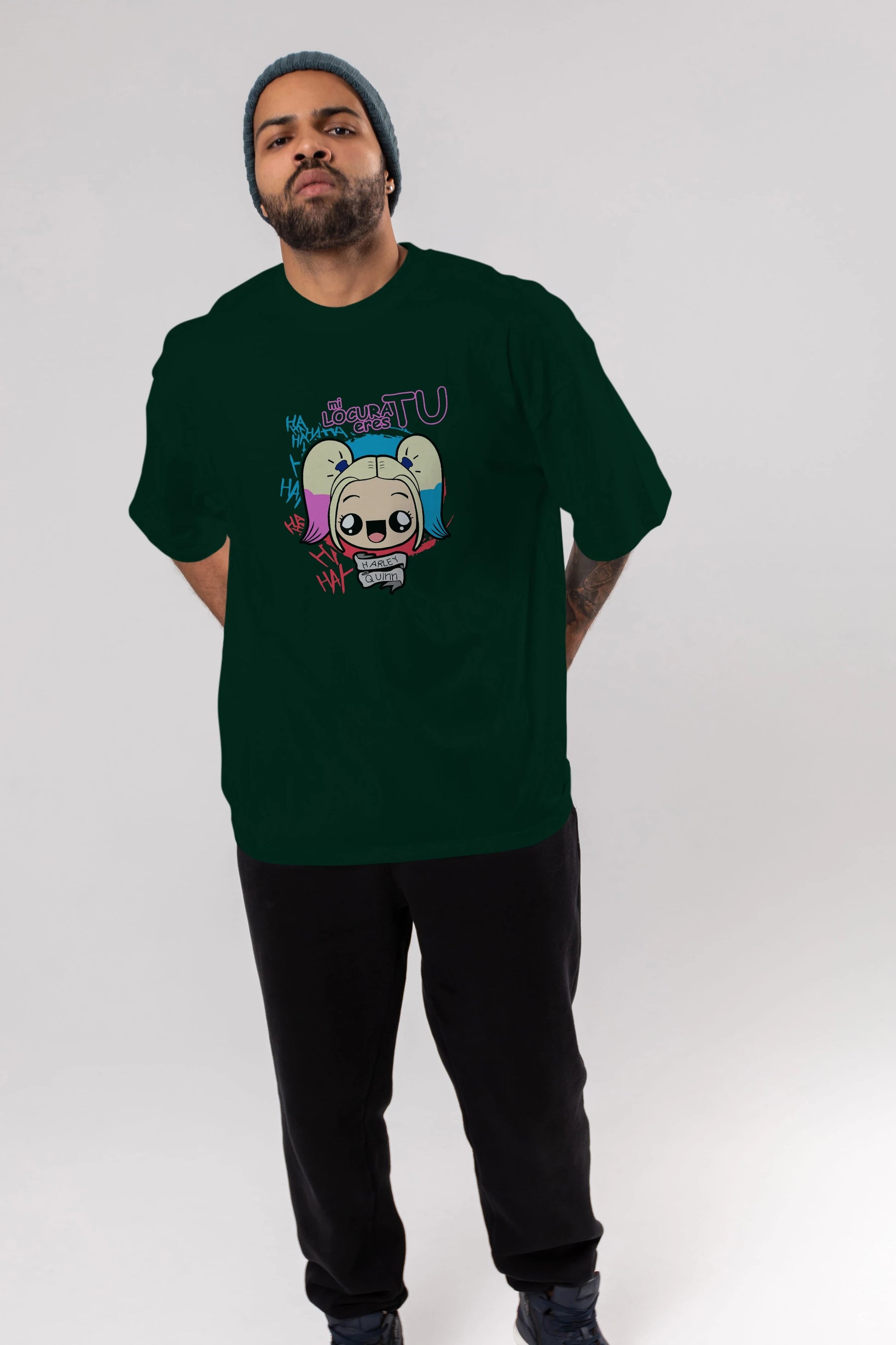Harley Quinn Ön Baskılı Oversize t-shirt Erkek Kadın Unisex %100 Pamuk Bisiklet Yaka tişort