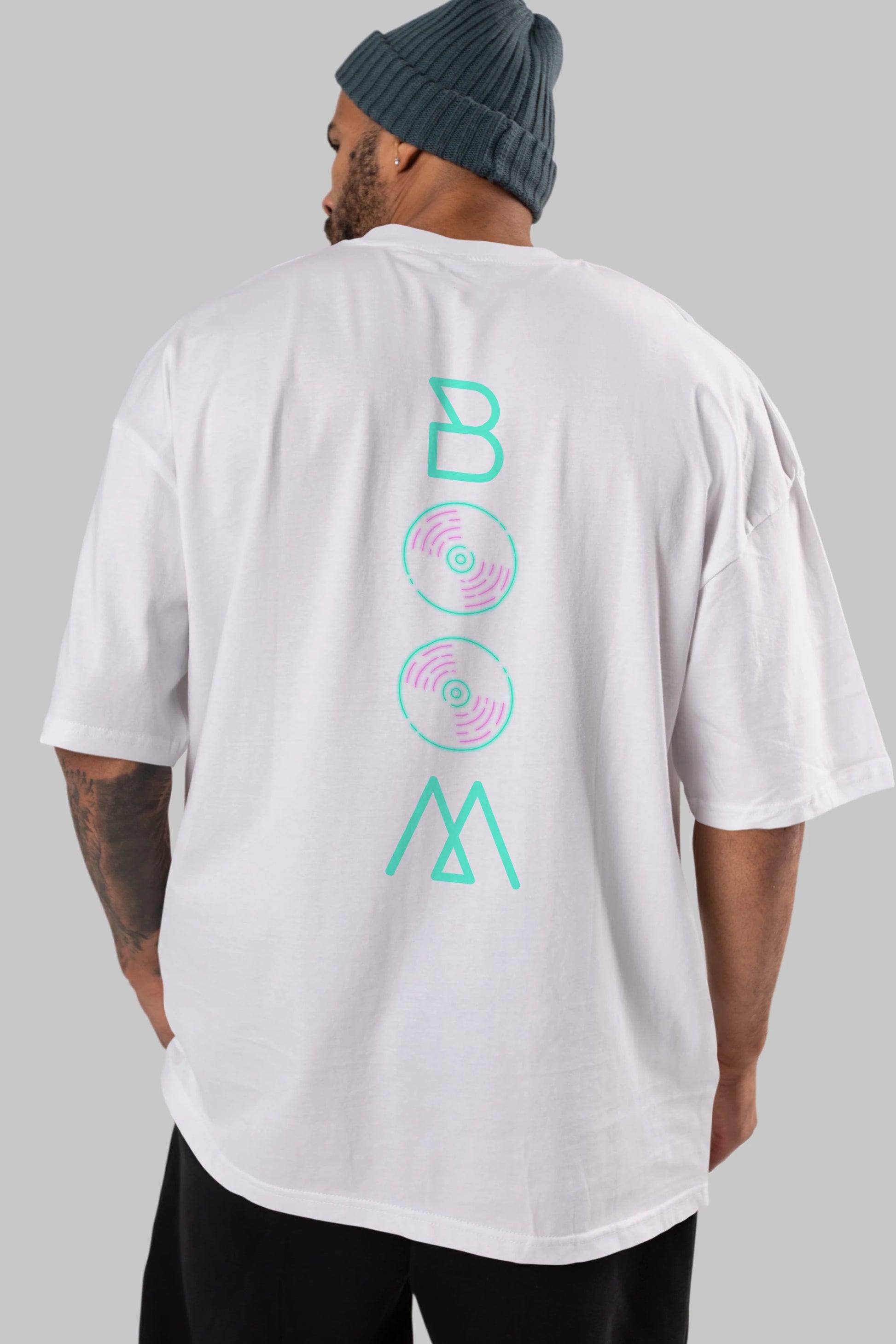 Boom Arka Baskılı Oversize t-shirt Erkek Kadın Unisex