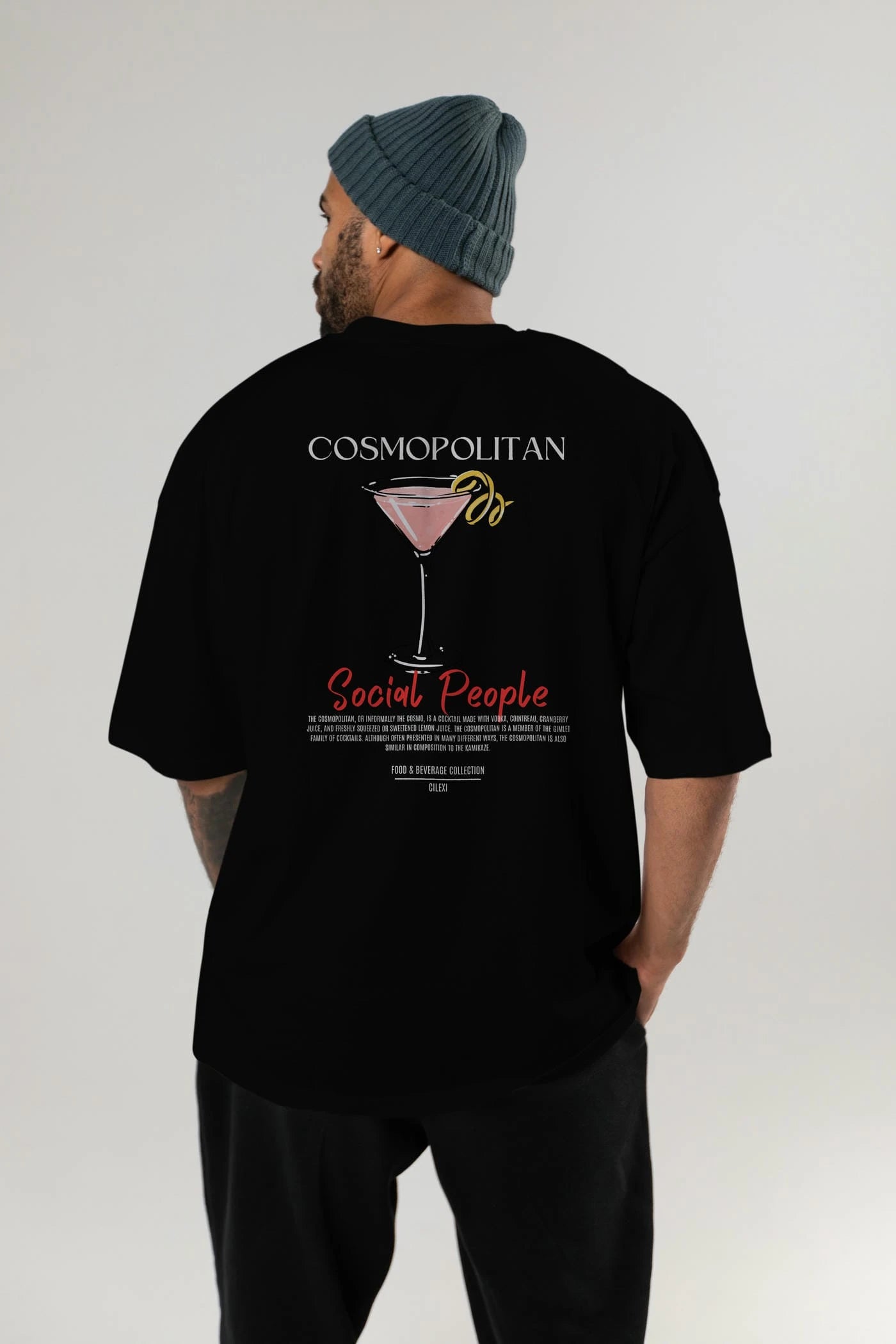 Cosmopolıtan Kokteyl Serisi Baskılı Oversize t-shirt Erkek Kadın Unisex %100 Pamuk Bisiklet Yaka tişort