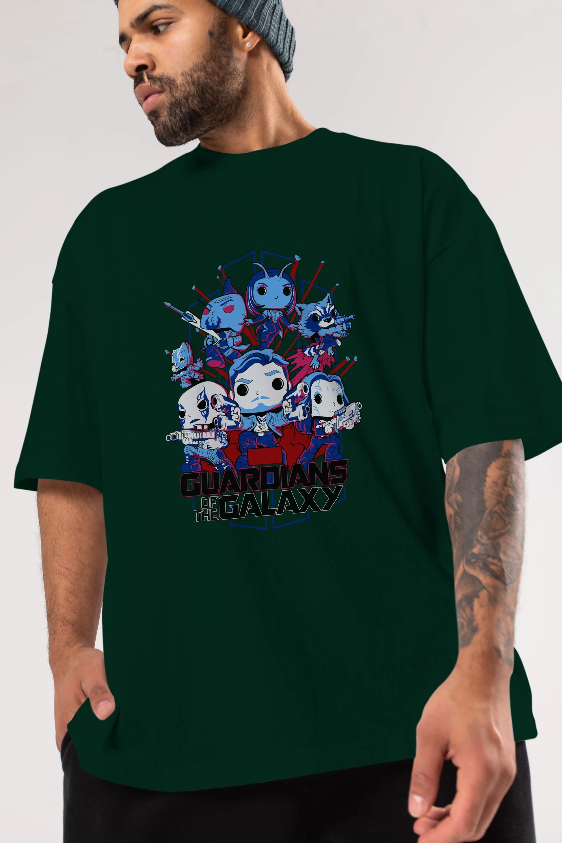 Guardians of the Galaxy Ön Baskılı Oversize t-shirt Erkek Kadın Unisex %100 Pamuk Bisiklet Yaka tişort