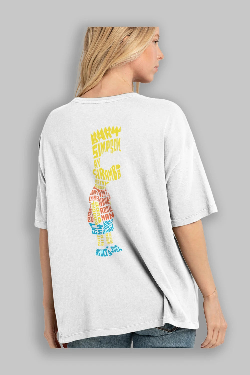 Bart Simpson Arka Baskılı Oversize t-shirt %100 pamuk Erkek Kadın Unisex