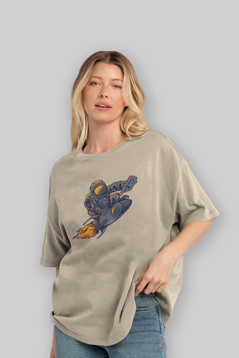 Astrocket Illustration Tshirt Ön Baskılı Oversize t-shirt Erkek Kadın Unisex