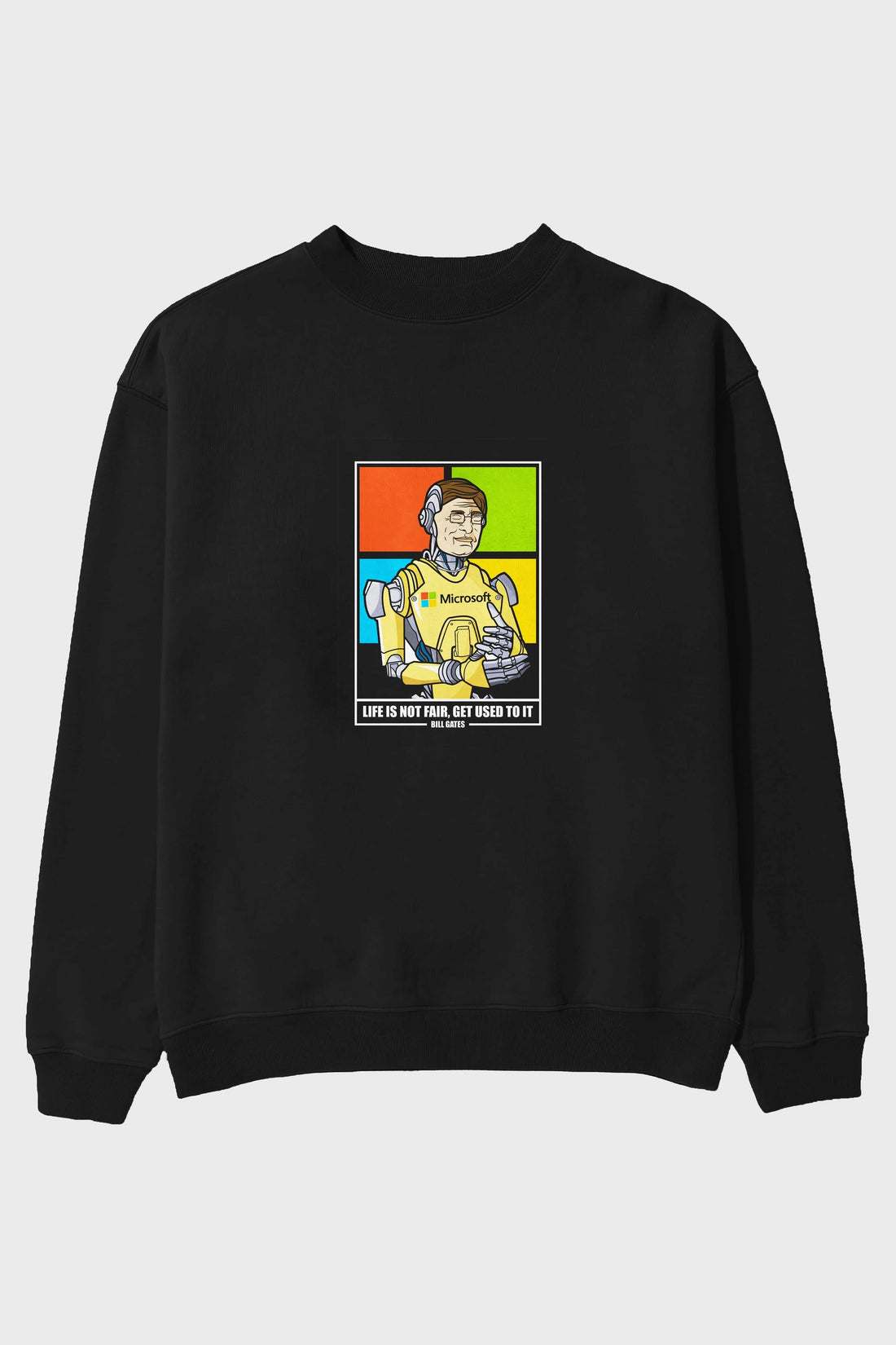 Bill Gates Robot Human Ön Baskılı Oversize Sweatshirt Erkek Kadın Unisex