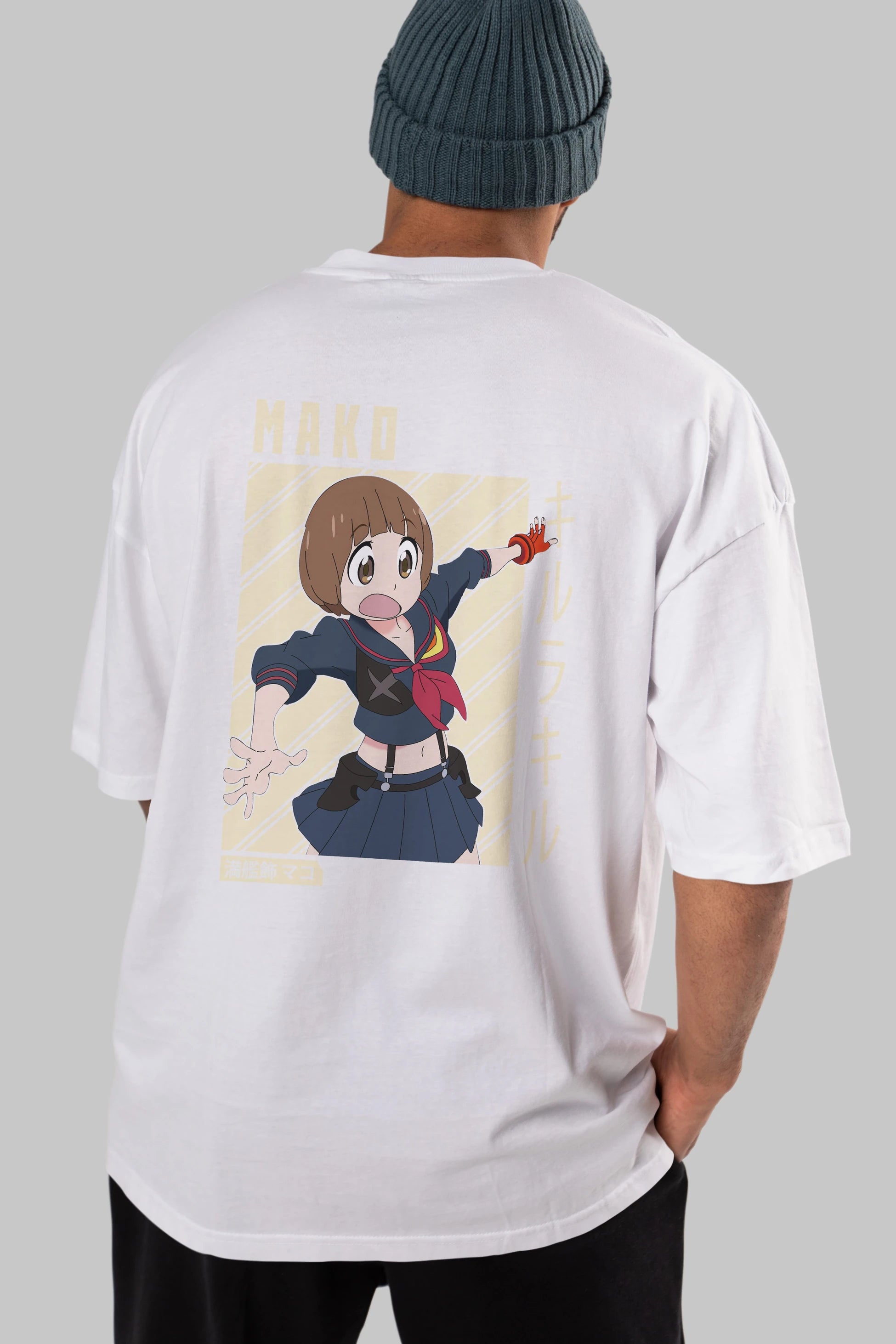 Mako Mankanshoku 1 Anime Arka Baskılı Oversize t-shirt Erkek Kadın Unisex
