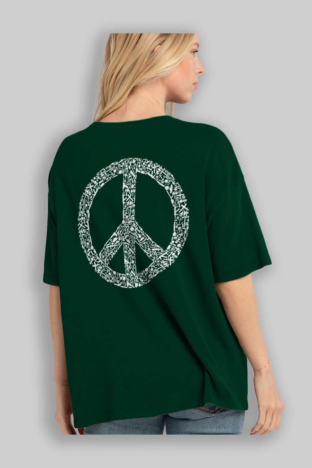 War Peace Arka Baskılı Oversize t-shirt %100 pamuk Erkek Kadın Unisex