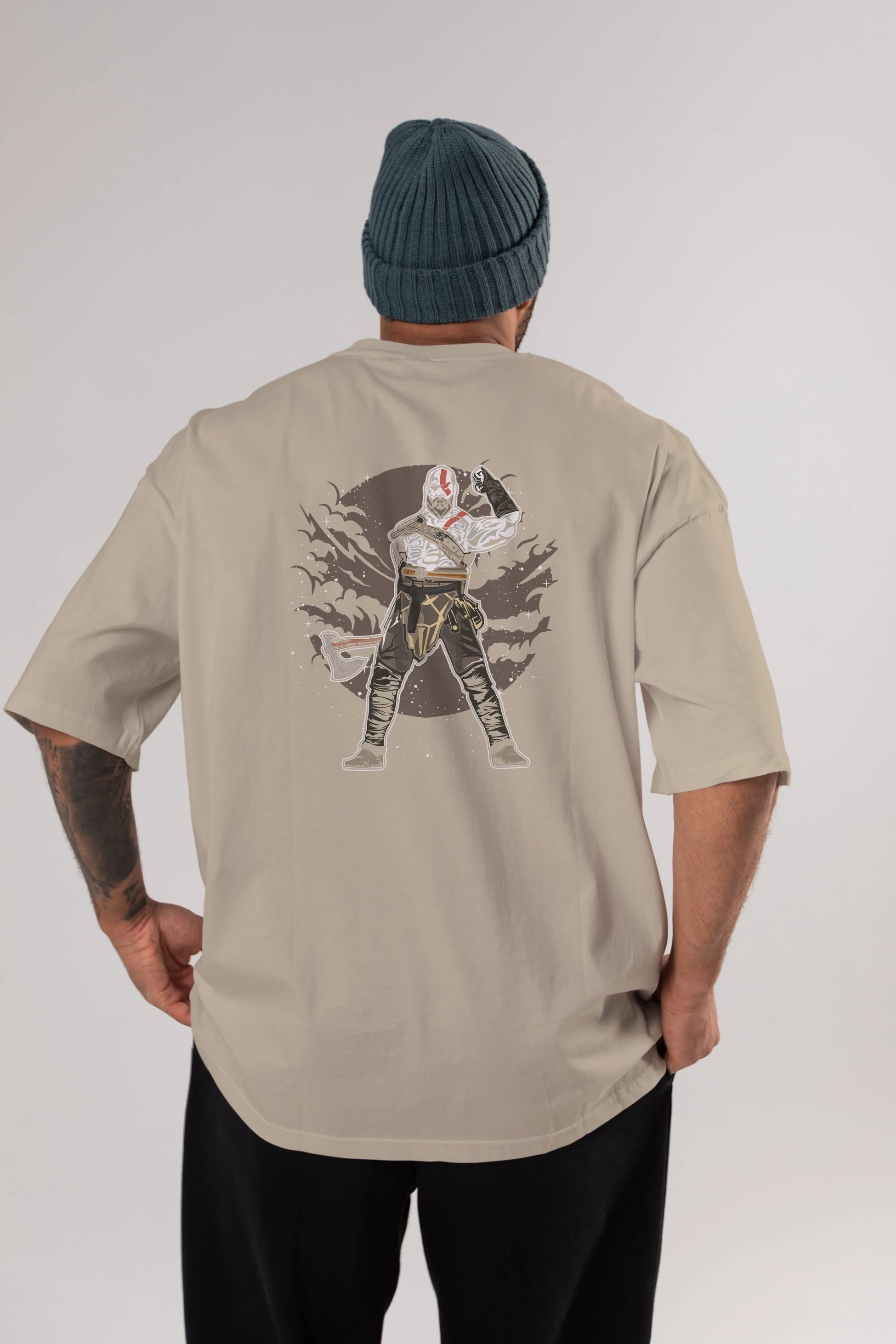GOD OF WAR Arka Baskılı Oversize t-shirt Erkek Kadın Unisex %100 Pamuk