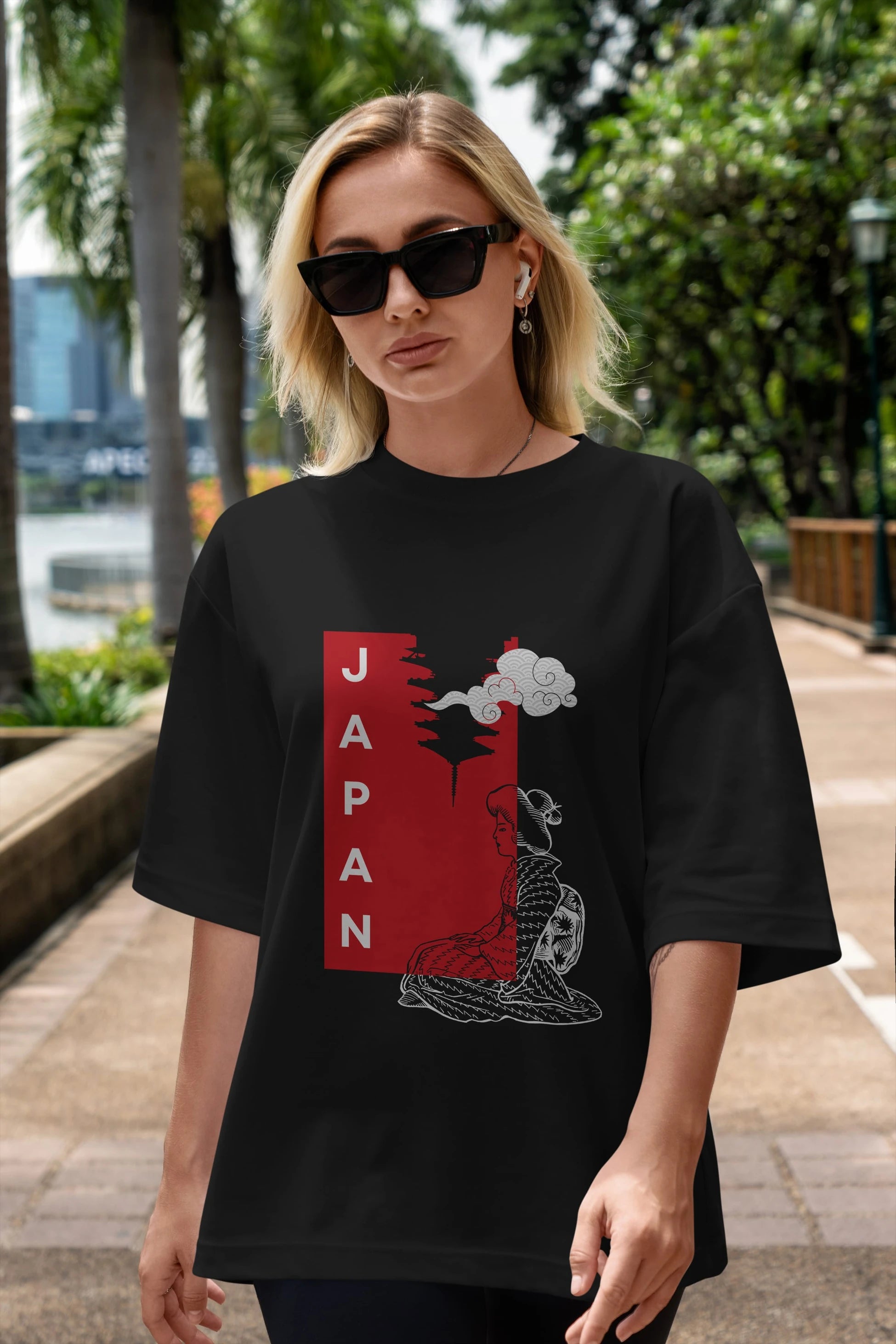 Japan Yazılı Streetwear Ön Baskılı Oversize t-shirt Erkek Kadın Unisex