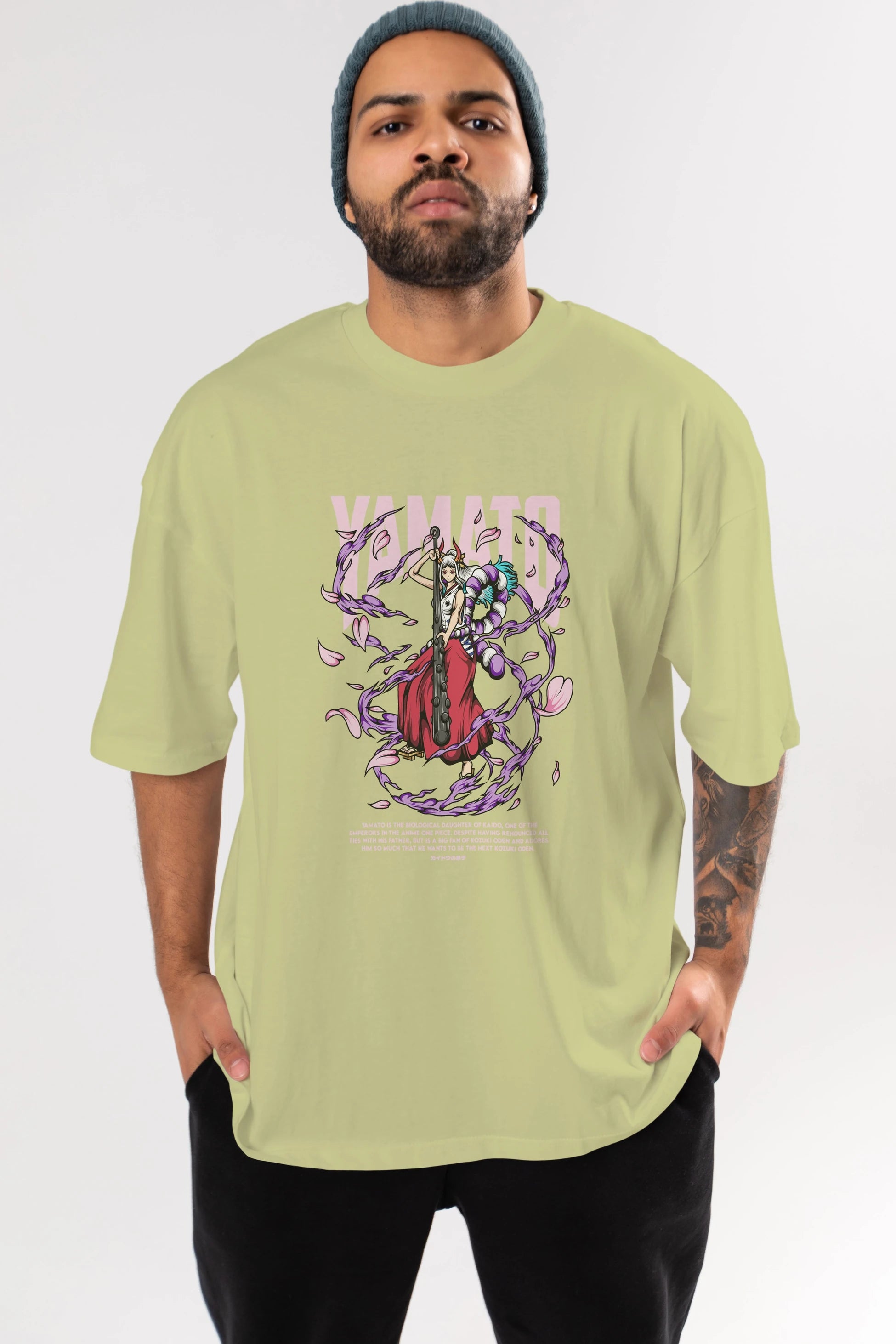 Yamato Anime Ön Baskılı Oversize t-shirt %100 pamuk Erkek Kadın Unisex
