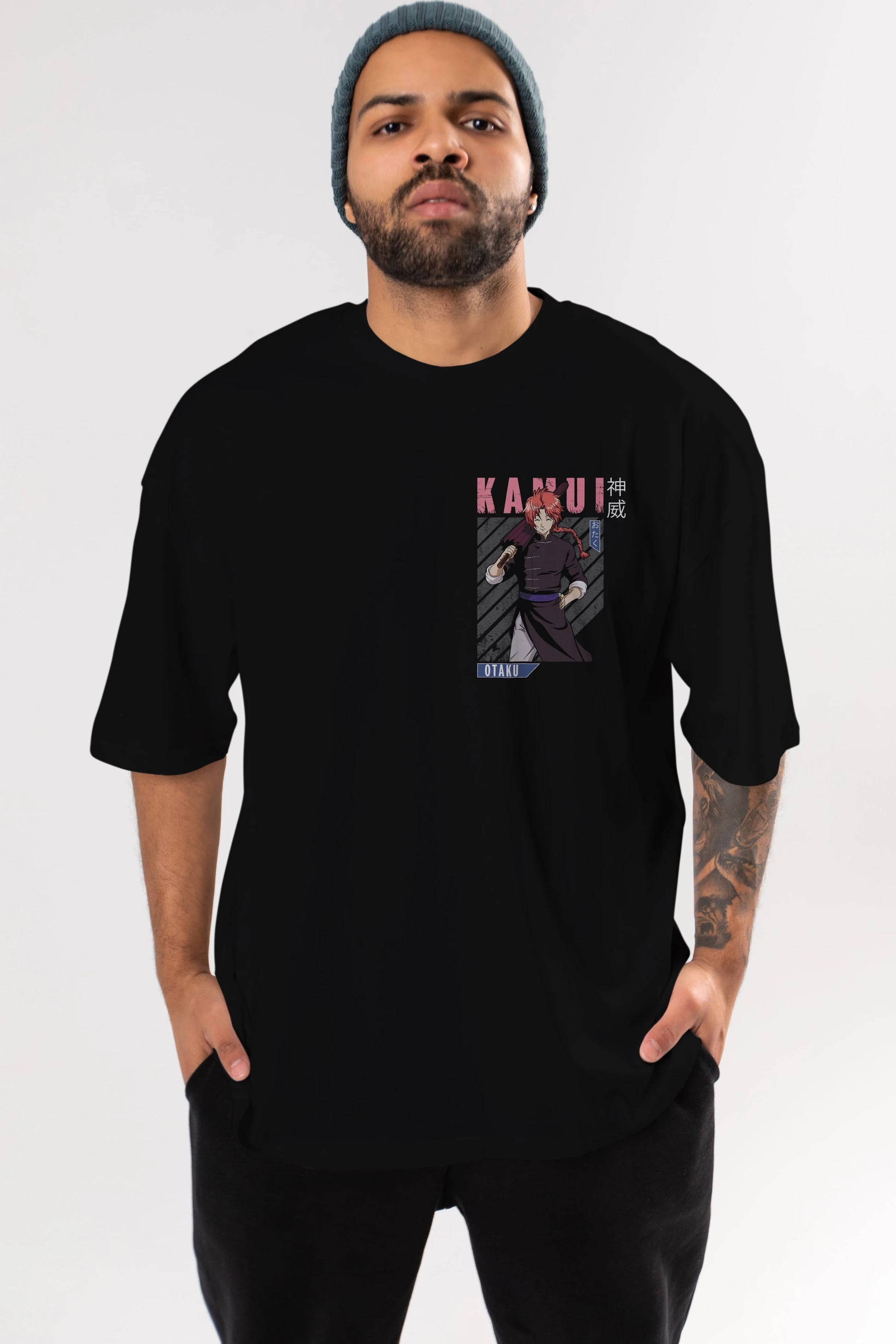 Kamui GINTAMA 1 Ön Sol Baskılı Oversize t-shirt Erkek Kadın Unisex %100 Pamuk Bisiklet Yaka tişort
