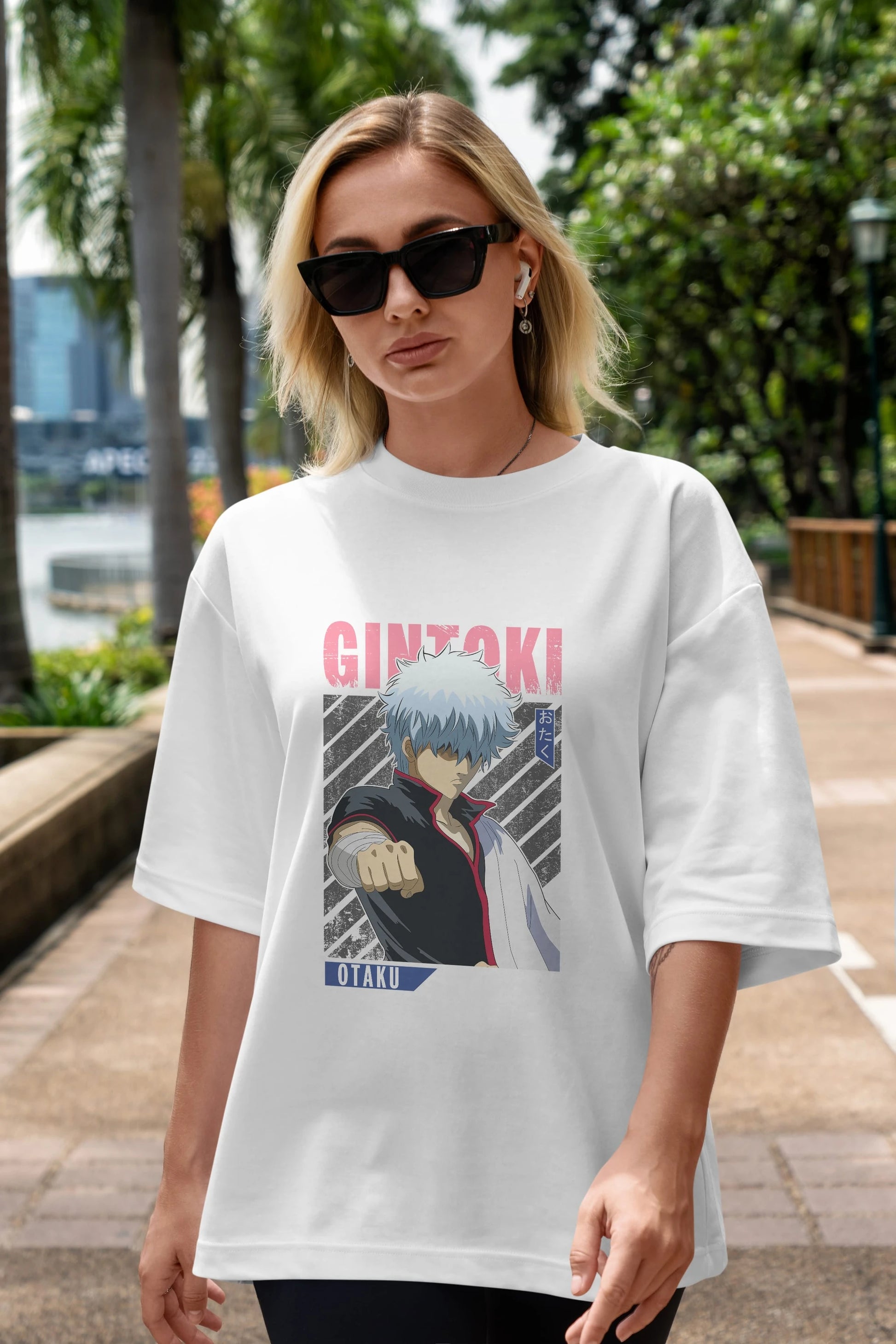 Gintoki Sakata GINTAMA 2 Anime Ön Baskılı Oversize t-shirt %100 pamuk Erkek Kadın Unisex