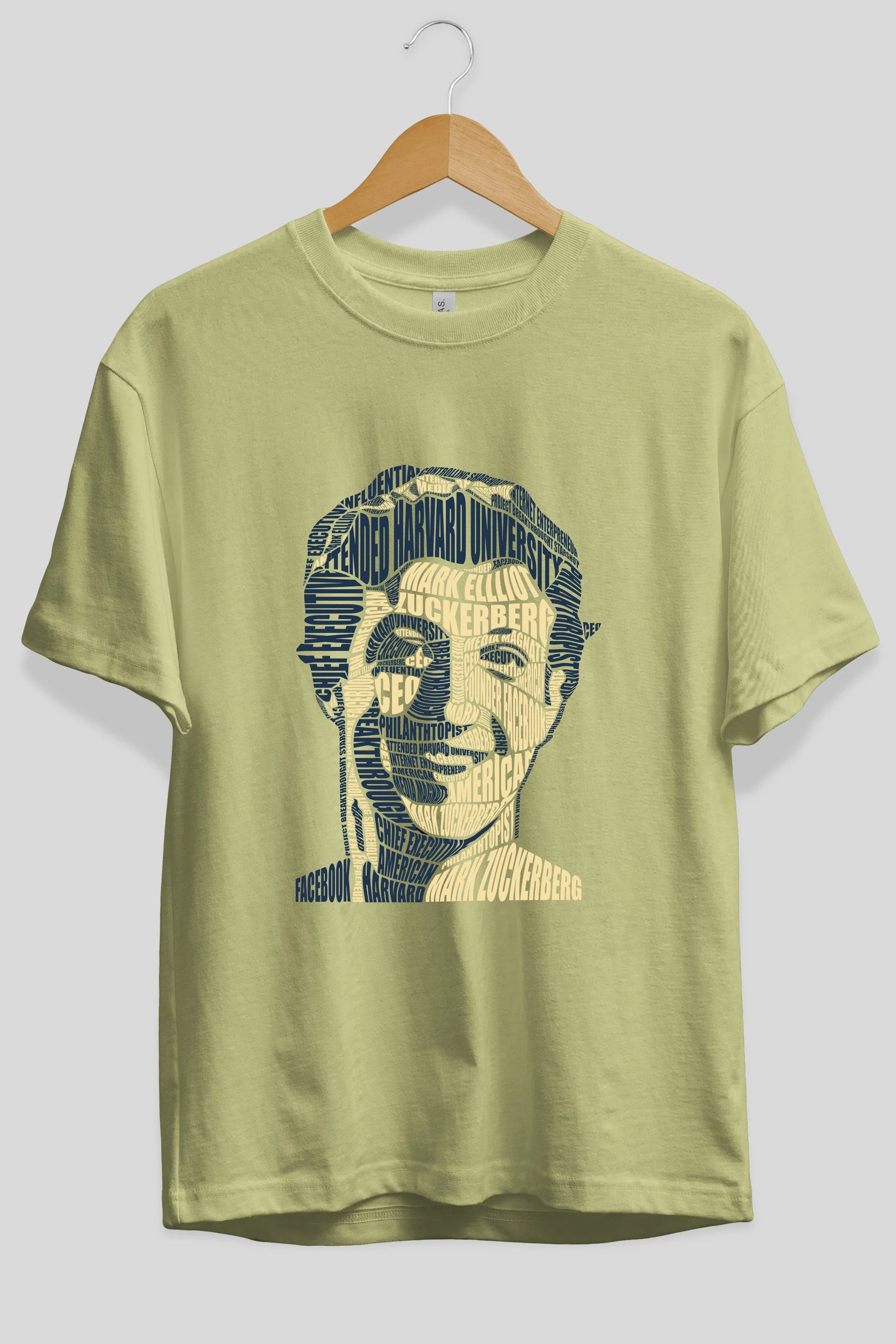 Mark Zuckerberg Calligram Ön Baskılı Oversize t-shirt %100 pamuk Erkek Kadın Unisex
