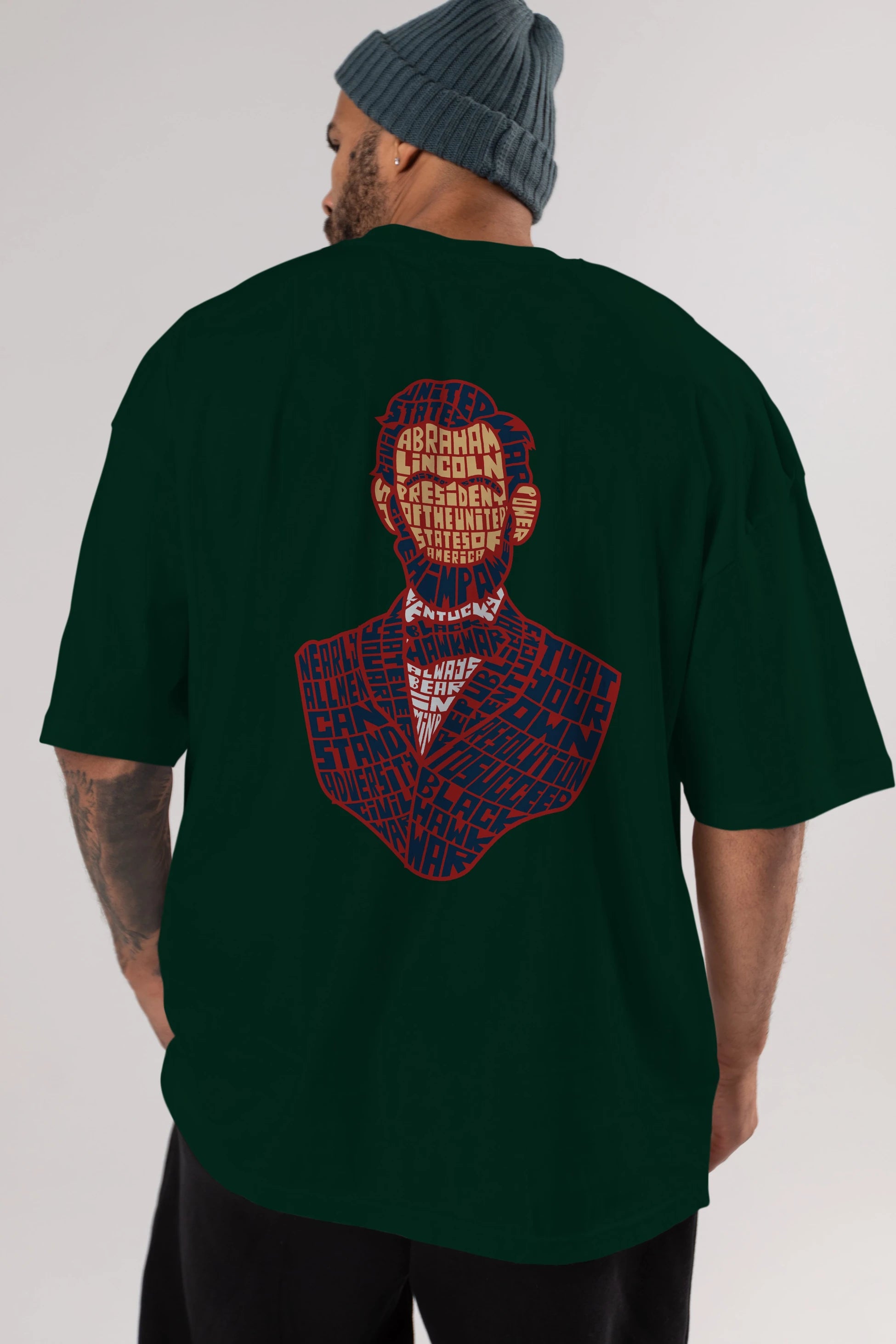 Abraham Lincoln Arka Baskılı Oversize t-shirt %100 pamuk Erkek Kadın Unisex