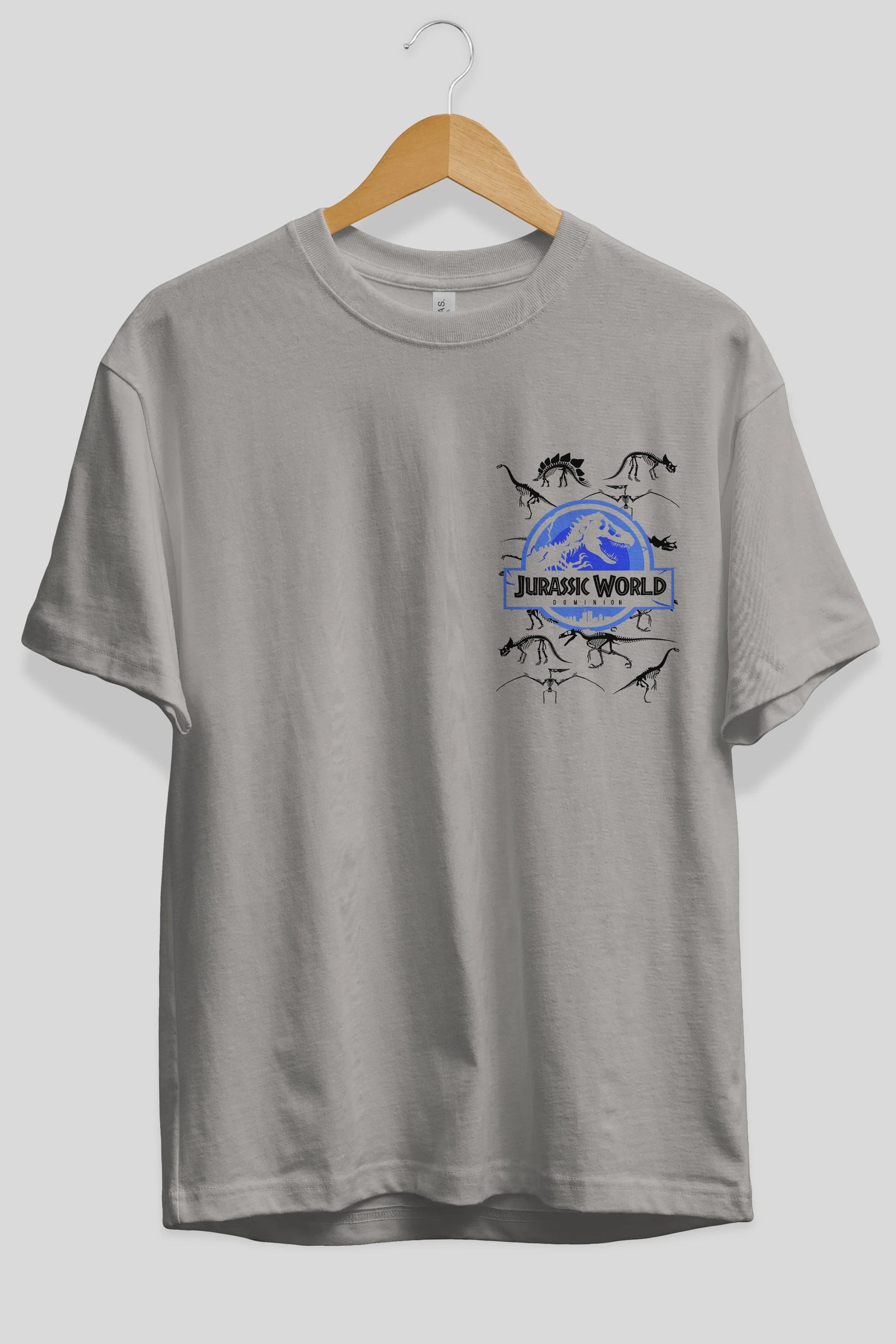 Jurassic Park (5) Ön Sol Baskılı Oversize t-shirt Erkek Kadın Unisex %100 Pamuk Bisiklet Yaka tişort