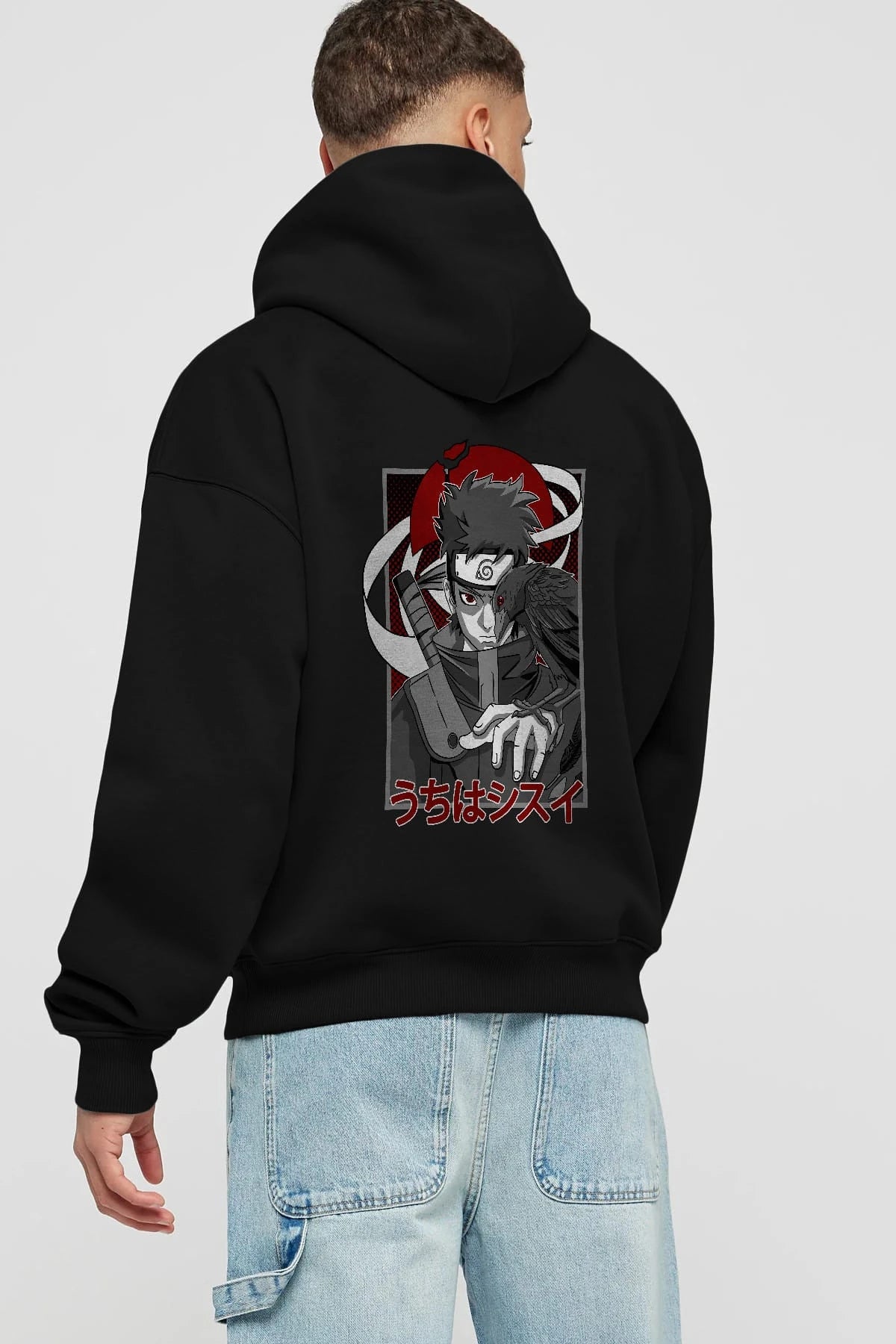 SHISUI UCHIHA NARUTO Anime Arka Baskılı Hoodie Oversize Kapüşonlu Sweatshirt Erkek Kadın Unisex
