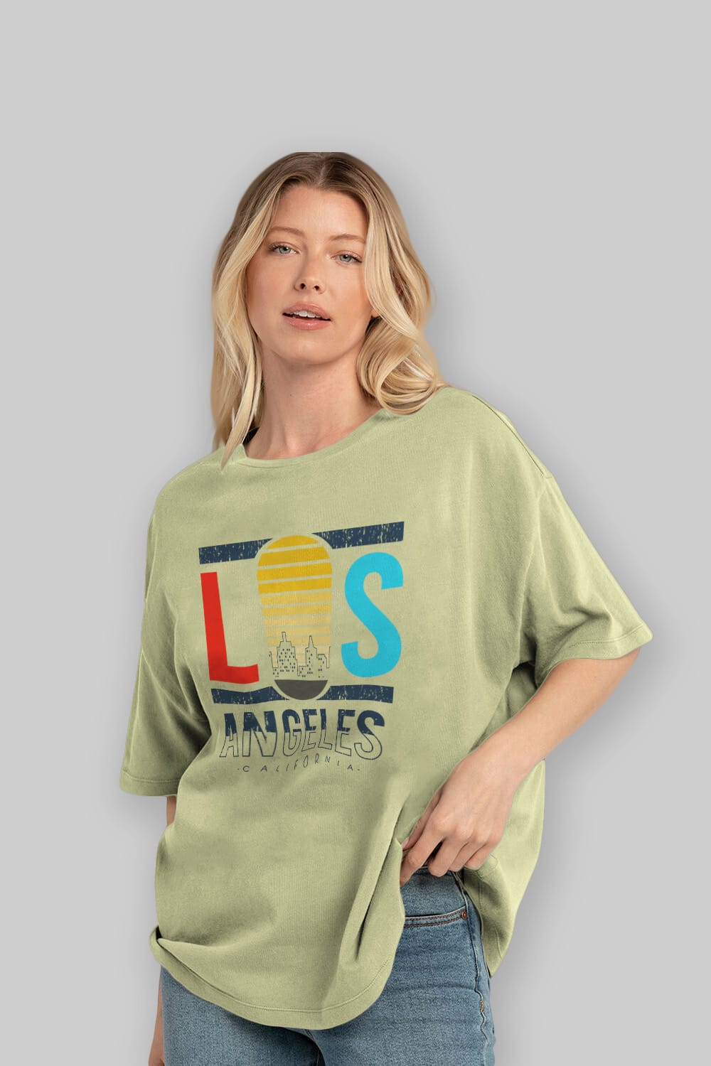 Los Angeles Ön Baskılı Oversize t-shirt Erkek Kadın Unisex