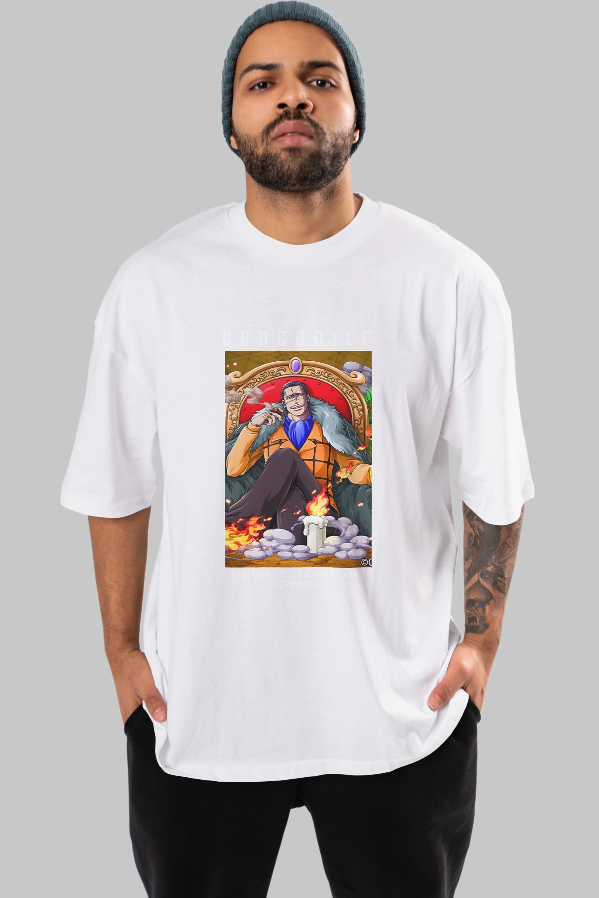 Crocodile Anime Ön Baskılı Oversize t-shirt Erkek Kadın Unisex