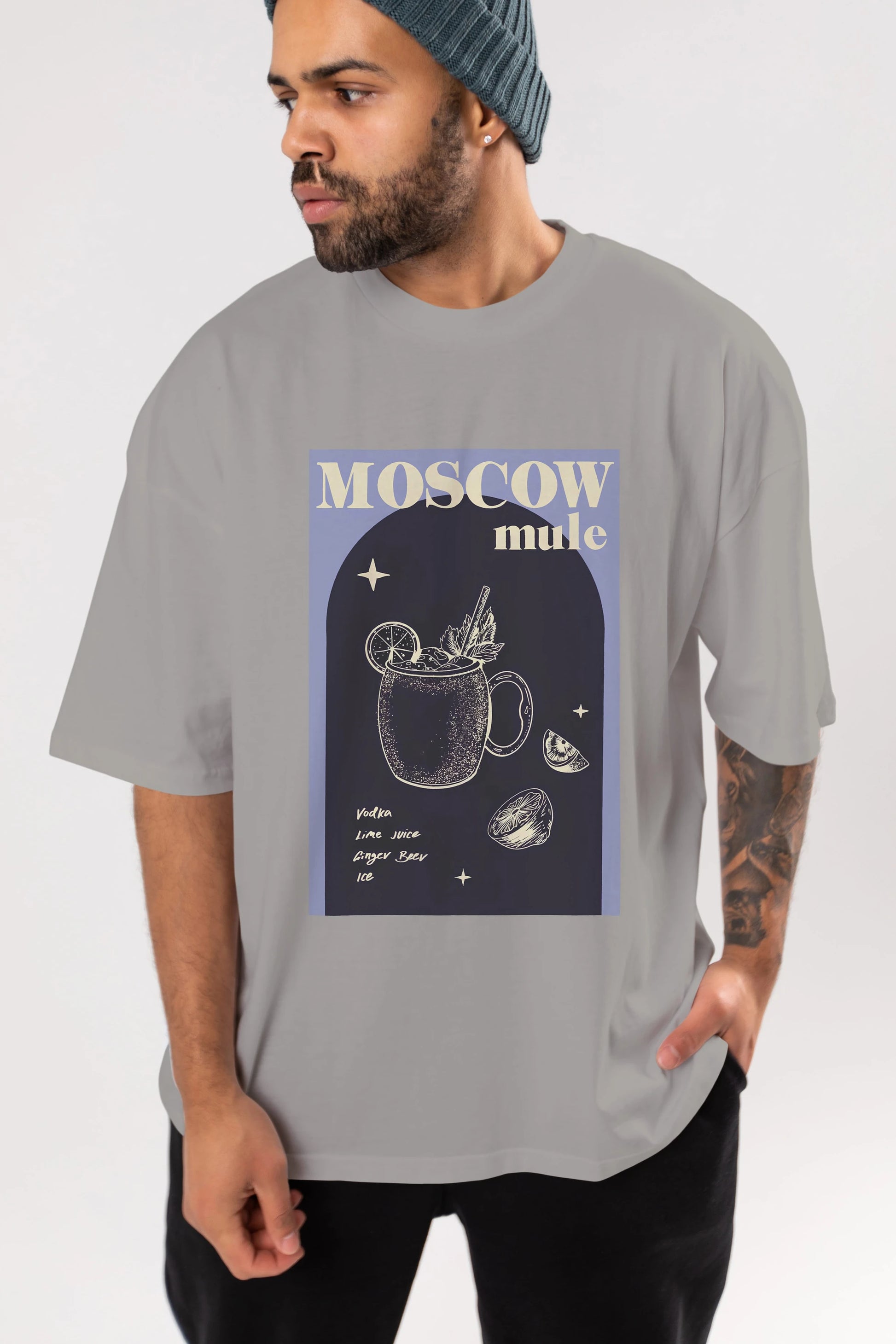 Moscow Mule Ön Baskılı Oversize t-shirt Erkek Kadın Unisex %100 Pamuk Bisiklet Yaka tişort