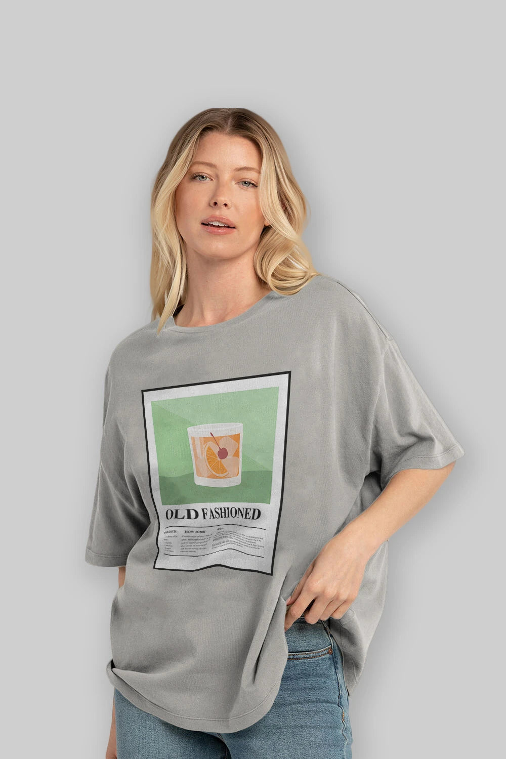 Old Fashioned Ön Baskılı Oversize t-shirt Erkek Kadın Unisex %100 Pamuk Bisiklet Yaka tişort