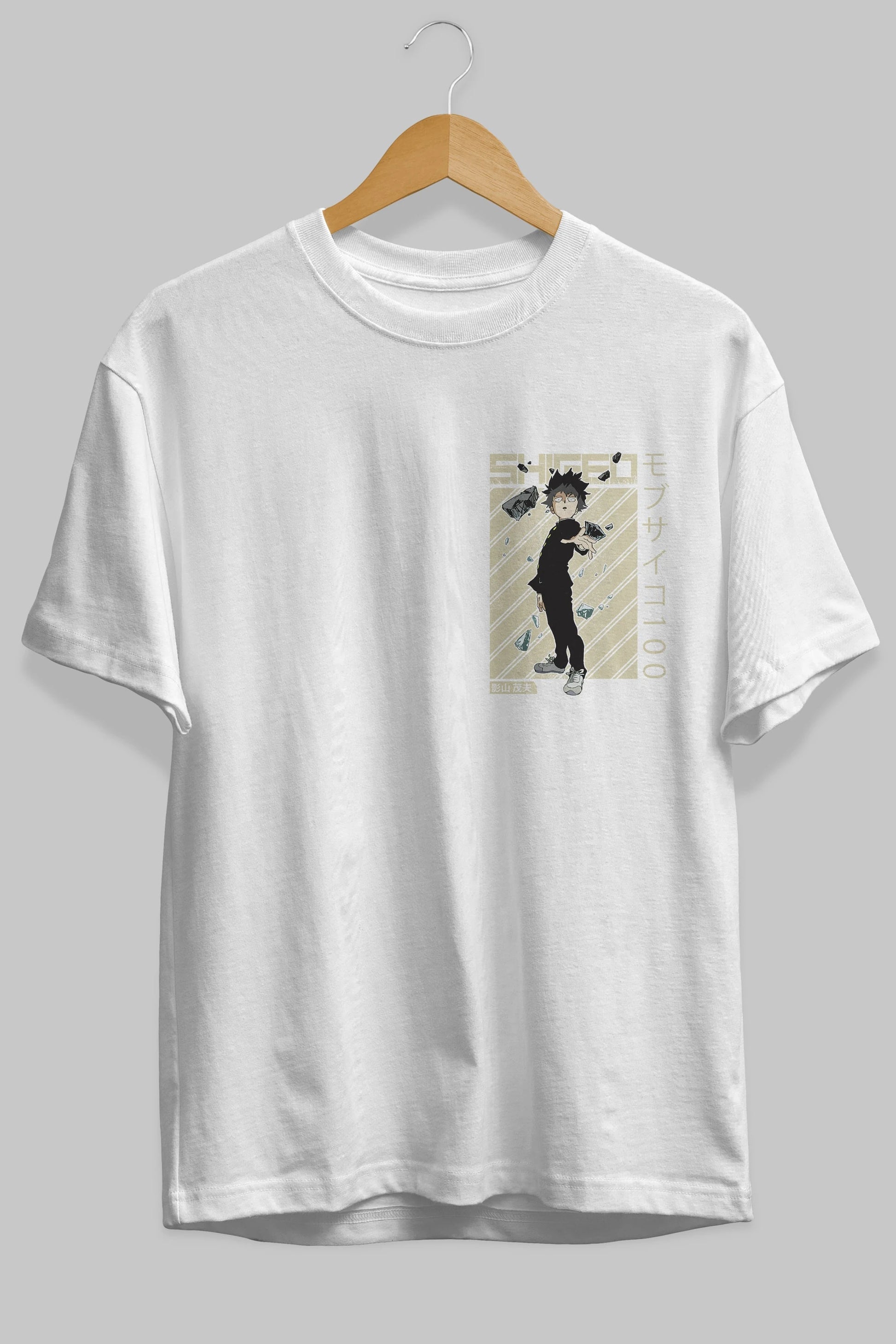 Shigeo Kageyama 3 Ön Sol Baskılı Oversize t-shirt Erkek Kadın Unisex %100 Pamuk Bisiklet Yaka tişort