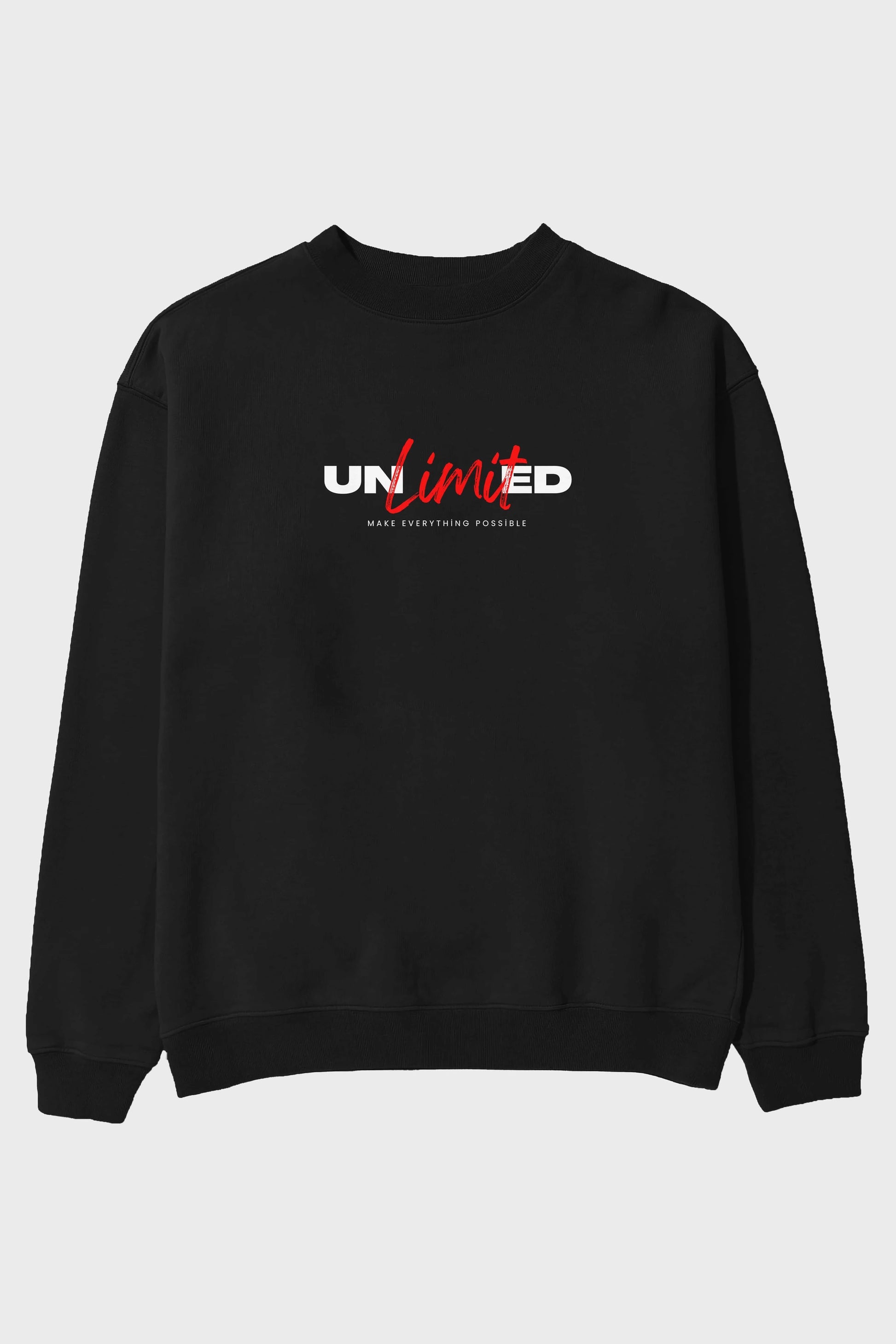 Unlimited Yazılı Ön Baskılı Oversize Sweatshirt Erkek Kadın Unisex