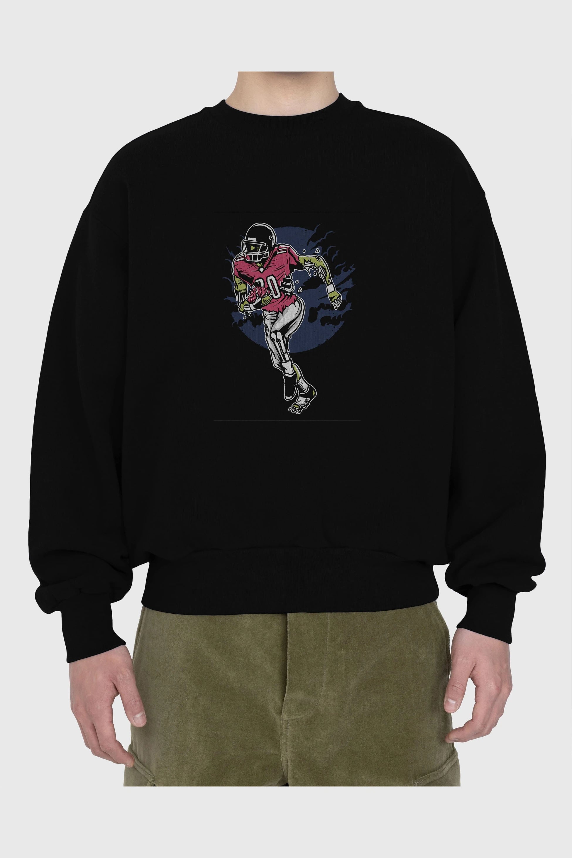 Zombie Football Ön Baskılı Oversize Sweatshirt Erkek Kadın Unisex