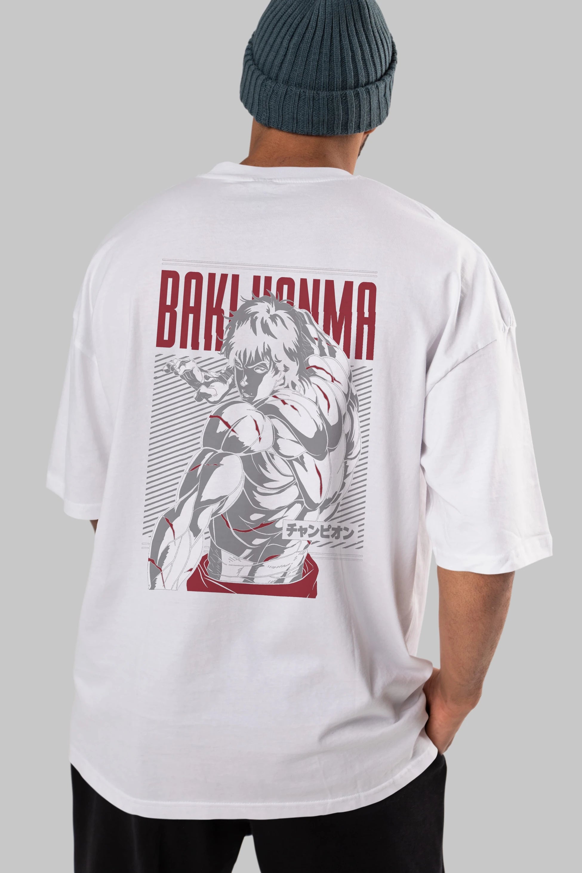 BAKI HANMA Anime Arka Baskılı Oversize t-shirt Erkek Kadın Unisex